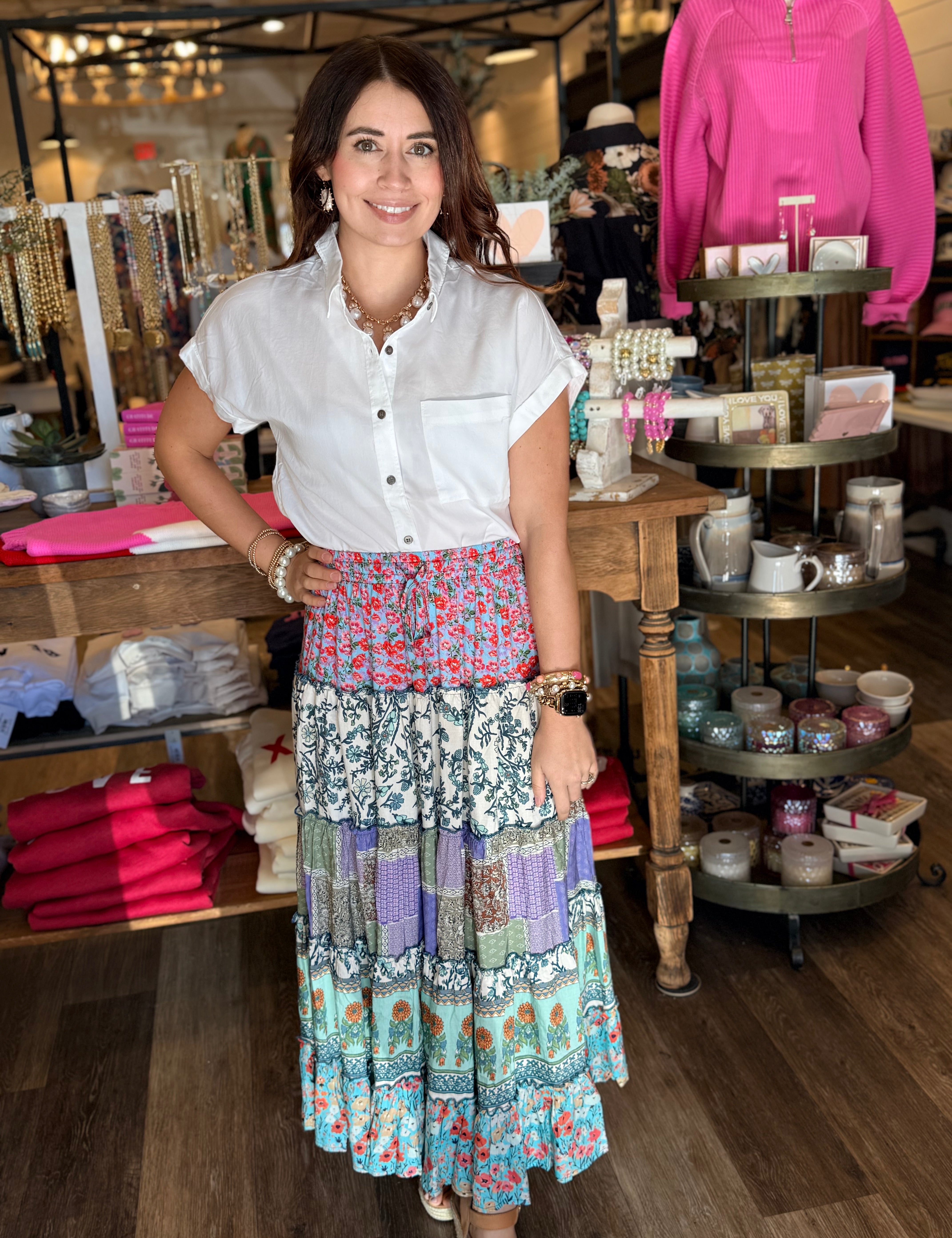 Sallie Mixed Print Skirt