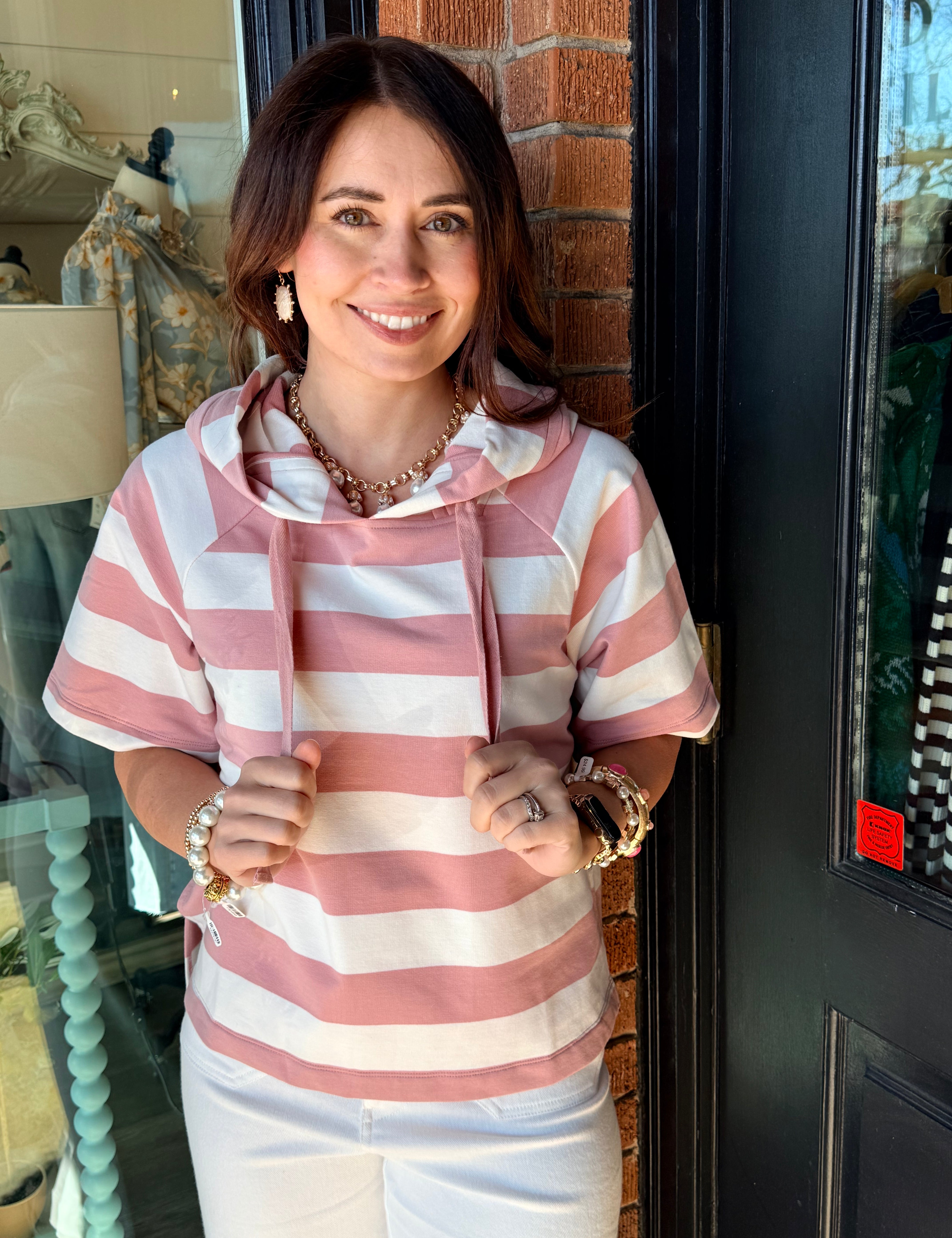 Tia Striped Hoodie Top