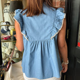 Luna Embroidered Ruffle Top
