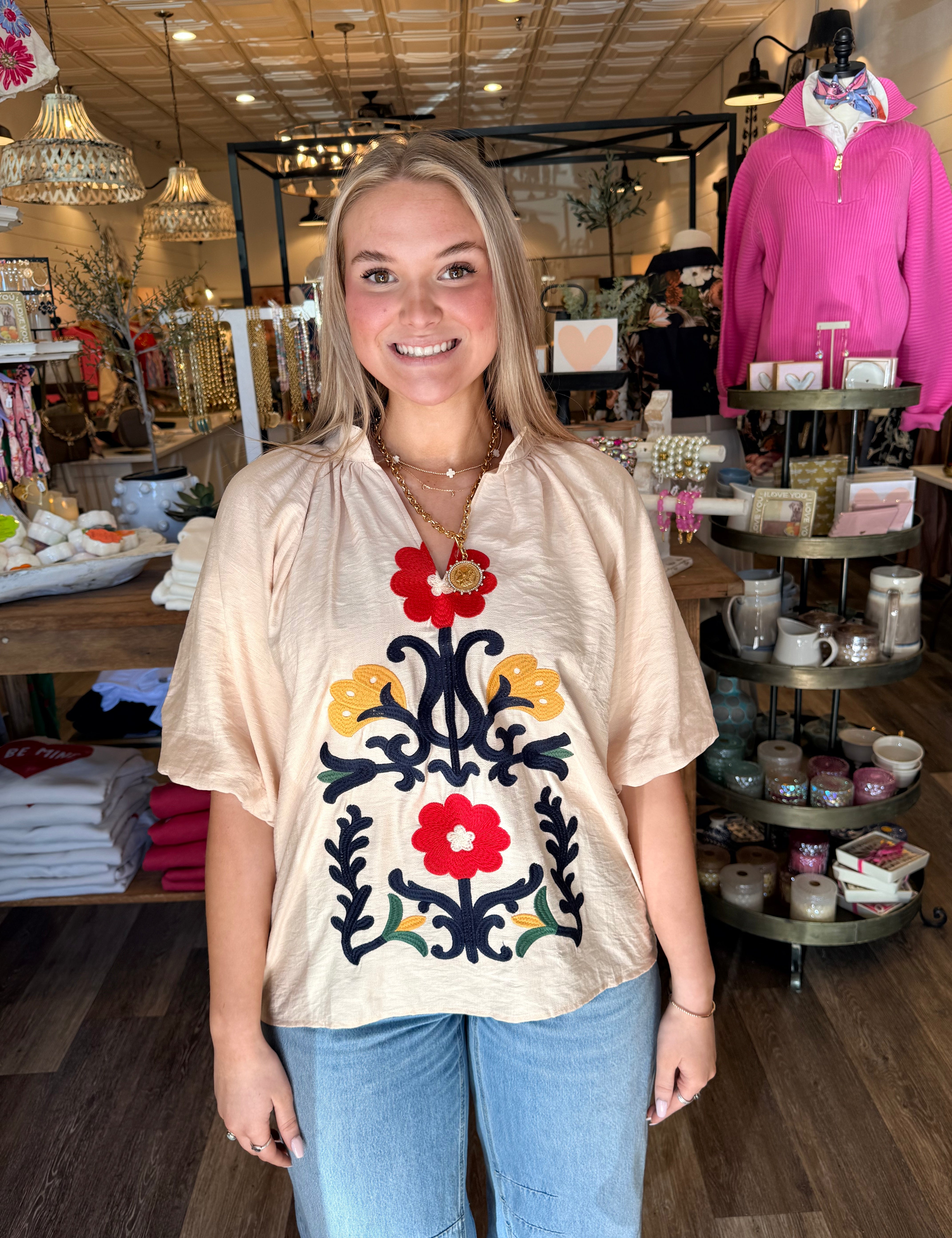 Natalie Embroidered Boho Top