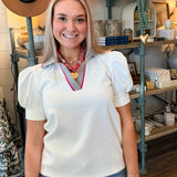 Lila Collared Puff Sleeve Top