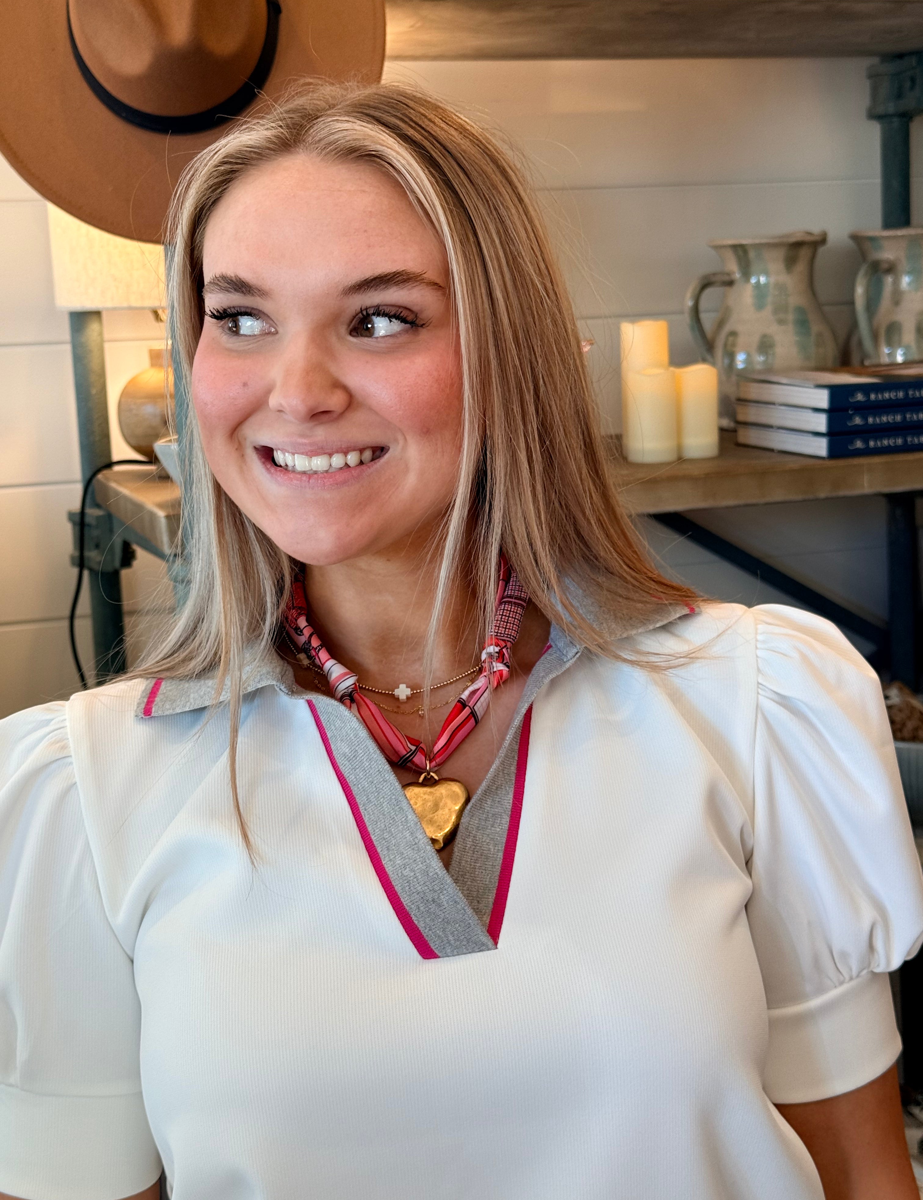 Lila Collared Puff Sleeve Top