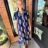 Wrenlee Border Print Midi Dress