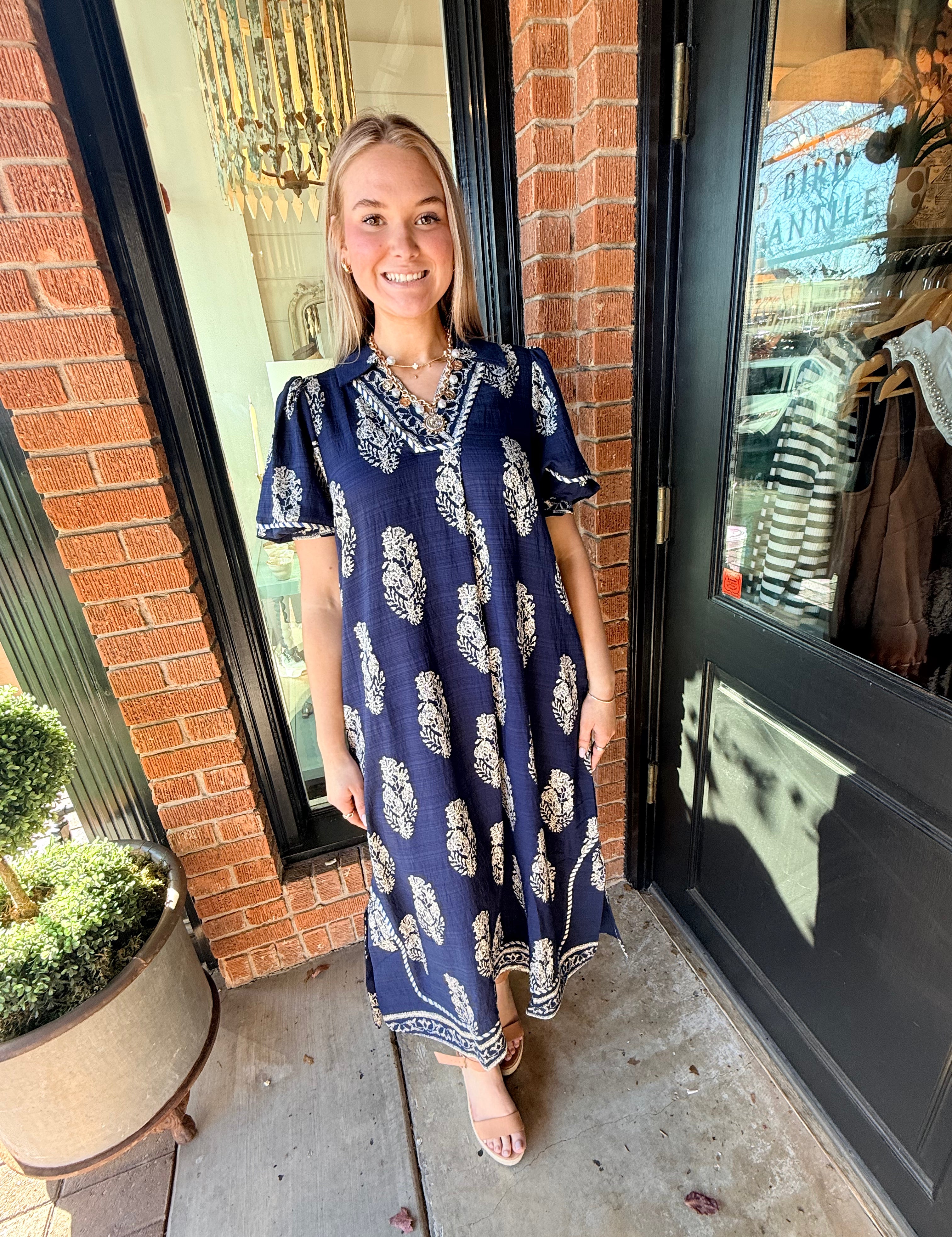 Wrenlee Border Print Midi Dress