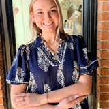 Wrenlee Border Print Midi Dress