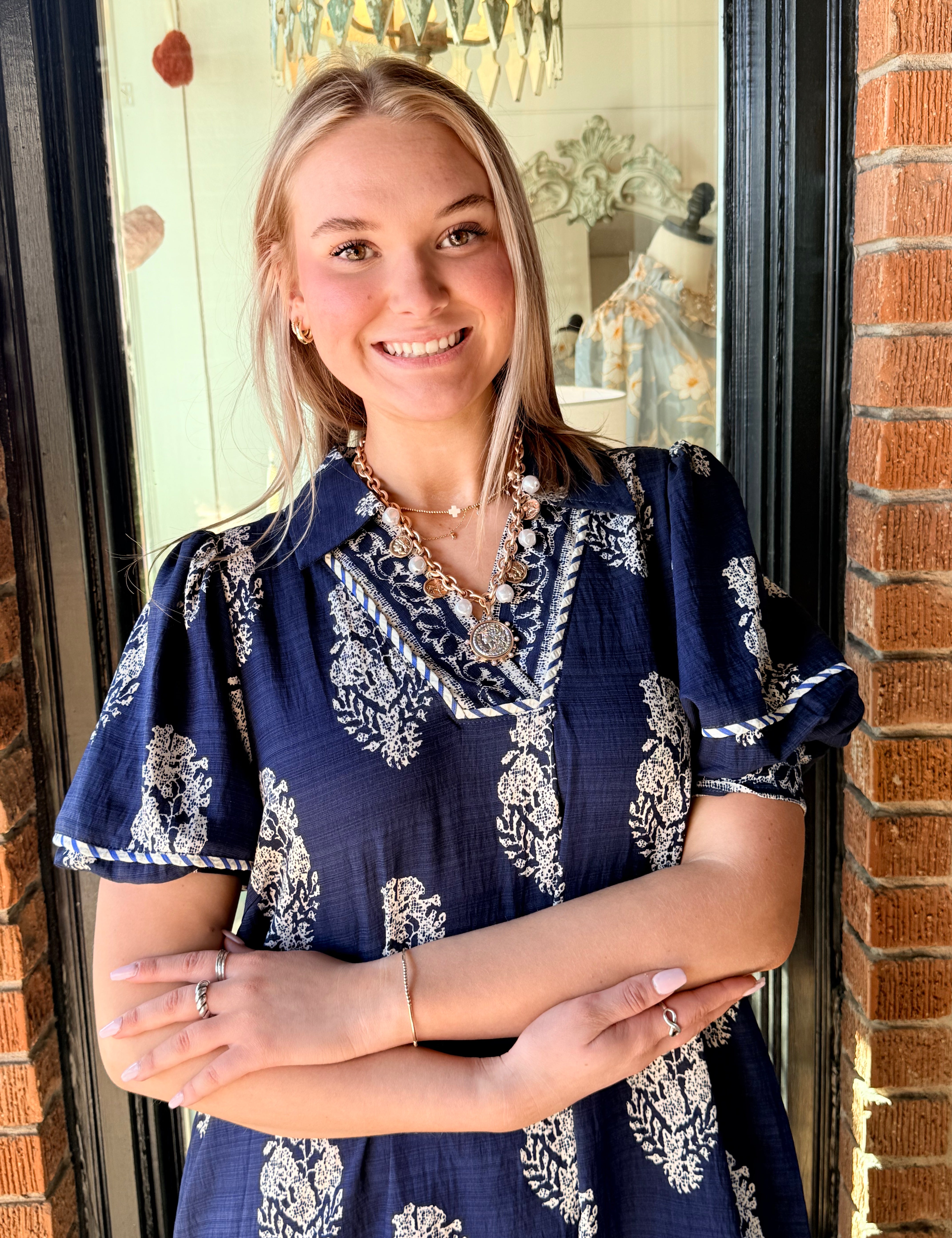 Wrenlee Border Print Midi Dress