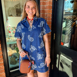 Cassidy Denim Paisley Mini Dress