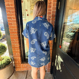 Cassidy Denim Paisley Mini Dress