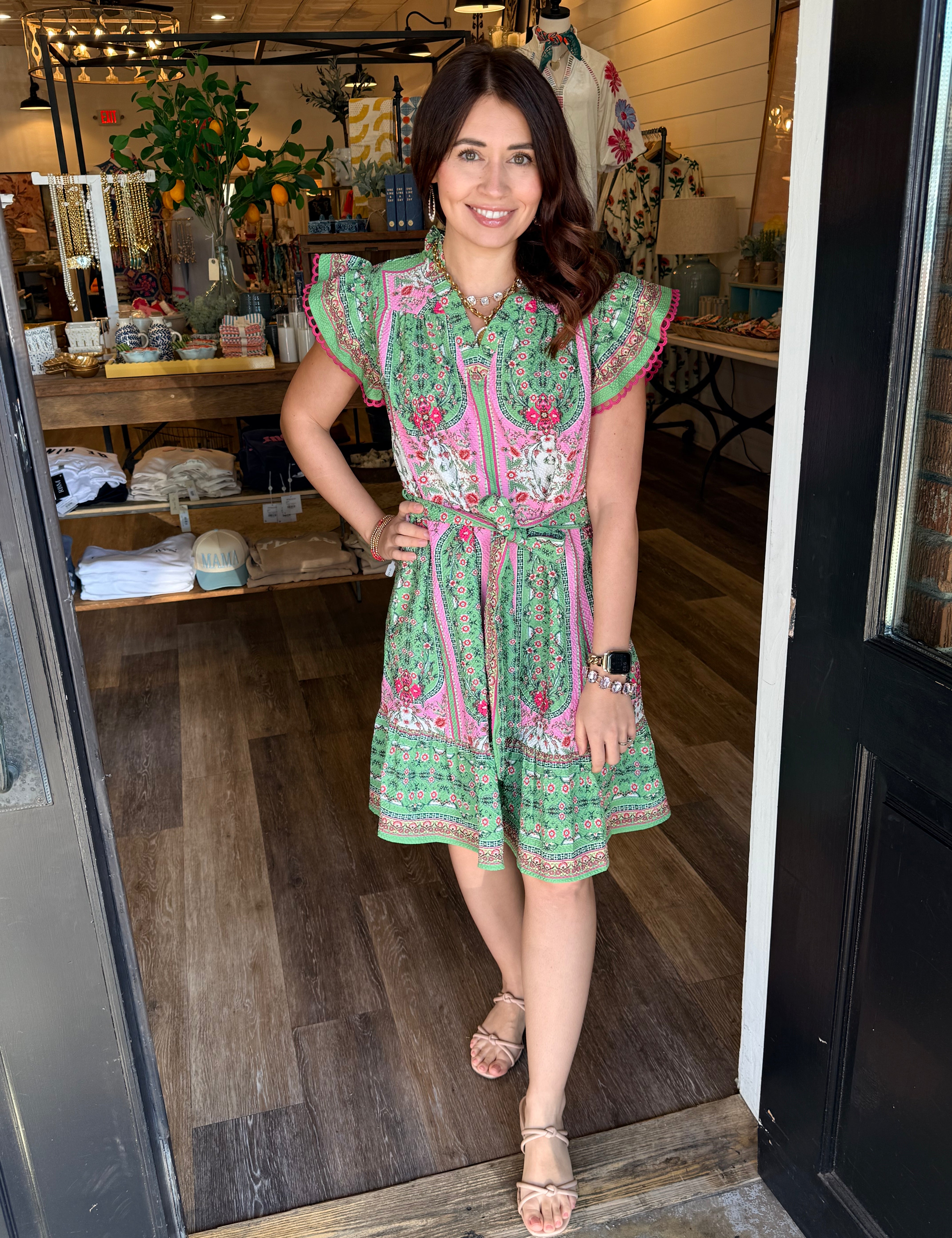 Laura Mixed Print Ruffle Dress