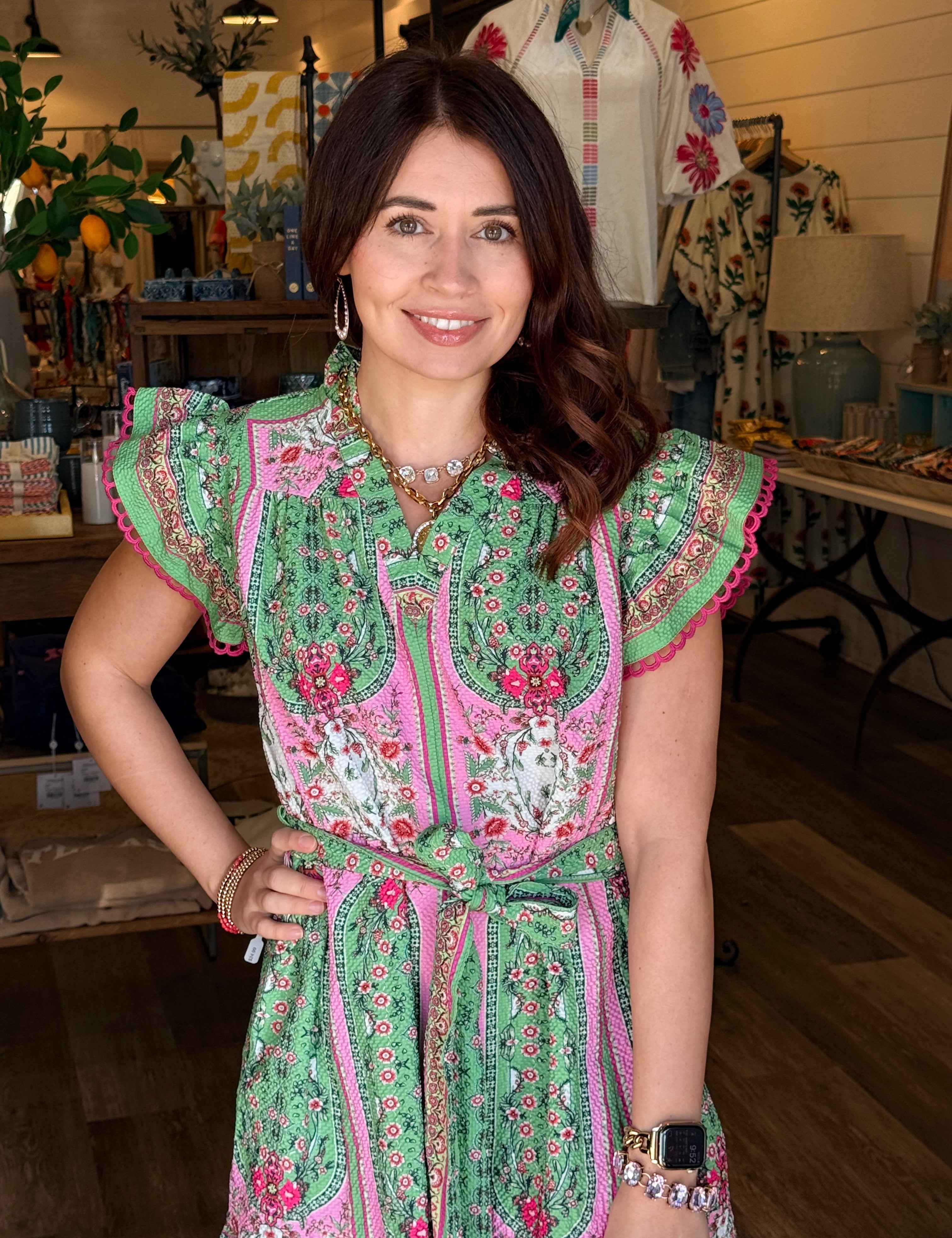 Laura Mixed Print Ruffle Dress