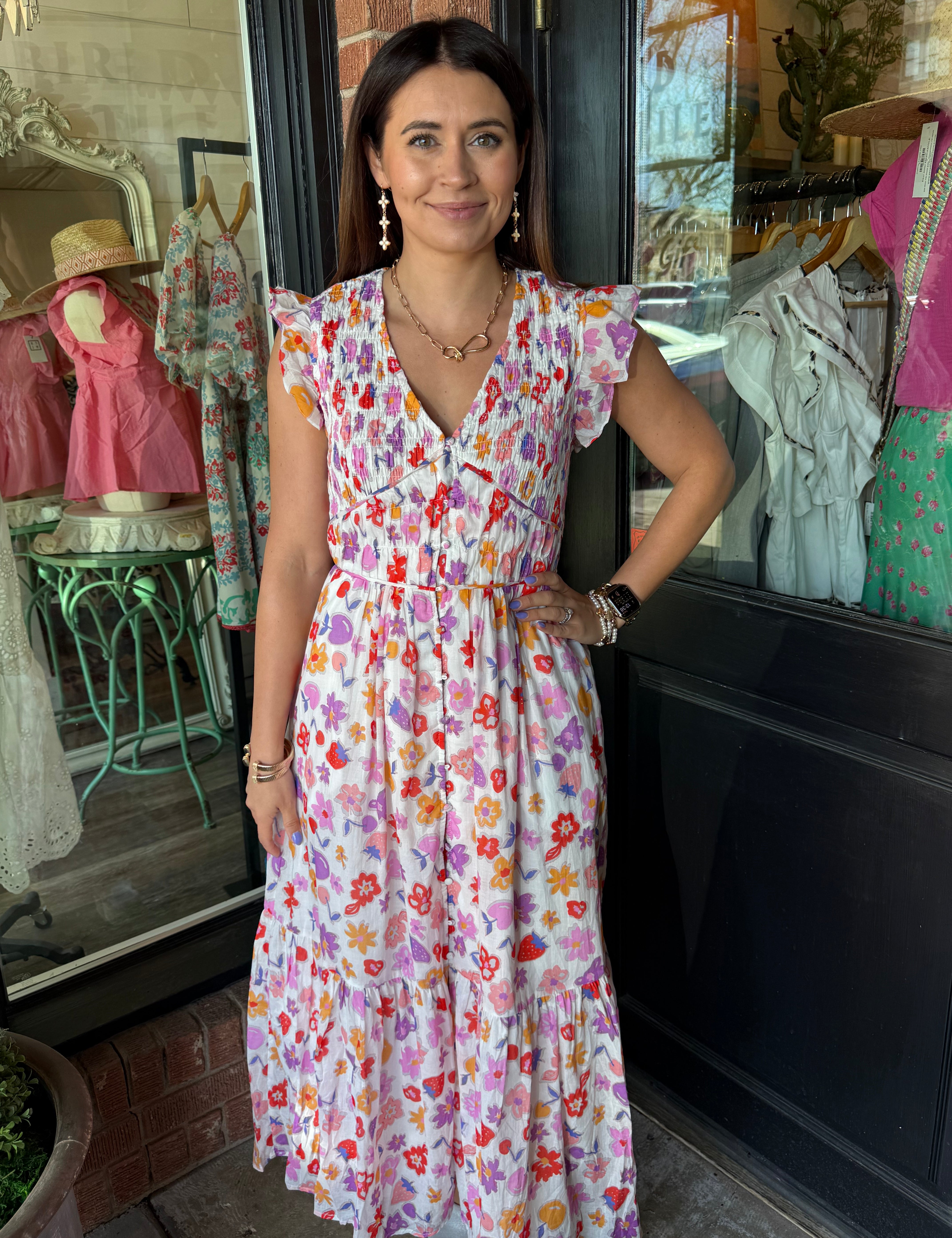 Cassie Ruffle Sleeve Dress