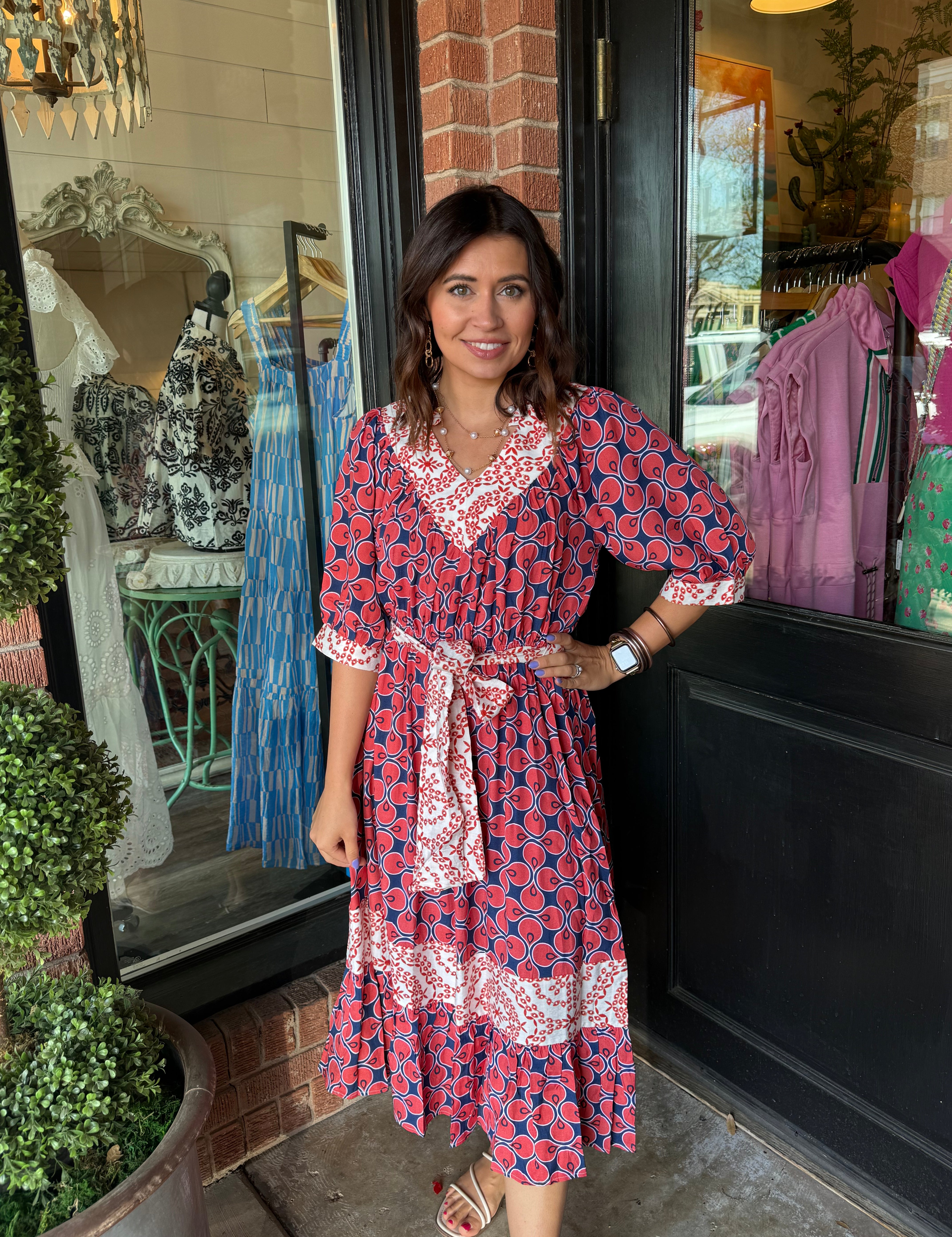 Gianna Mixed Print Dress