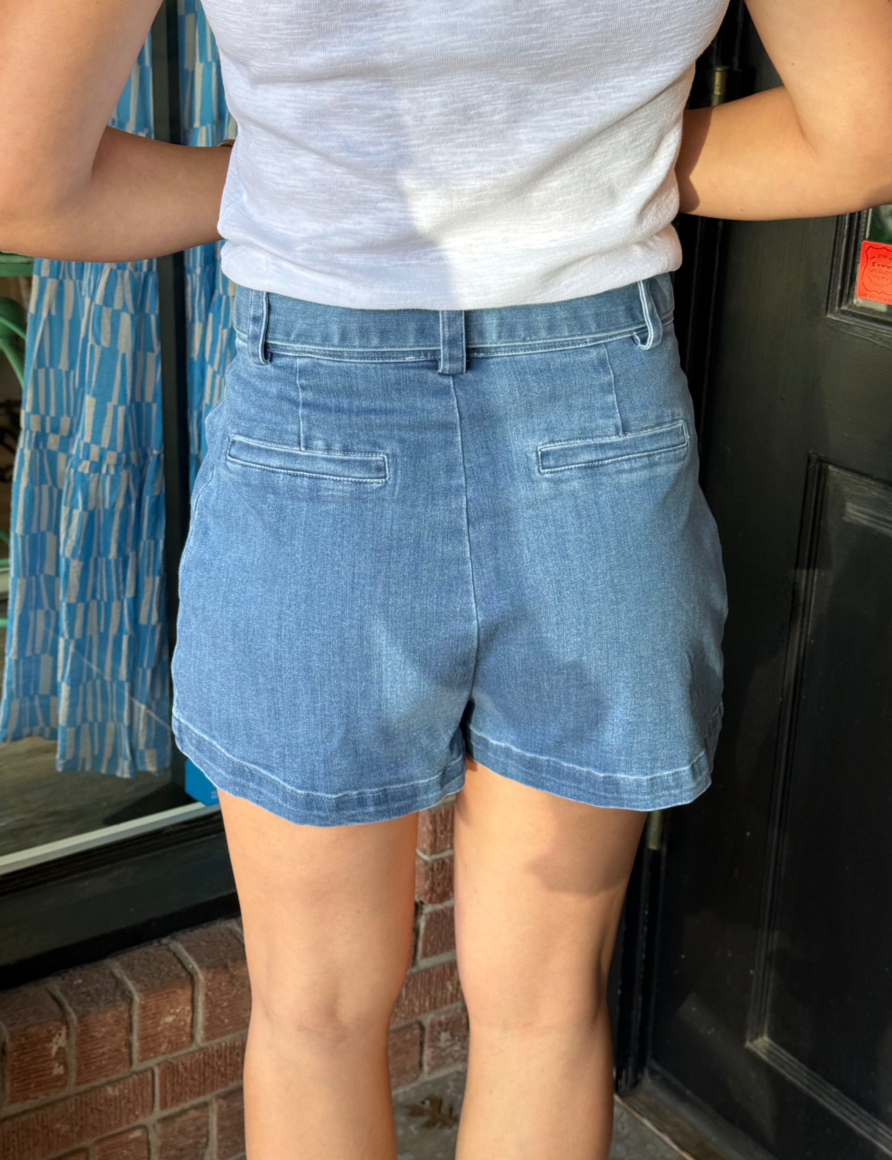 Zoe Denim Pleated Shorts