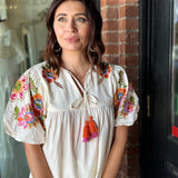 Nora Embroidered Puff Sleeve Top