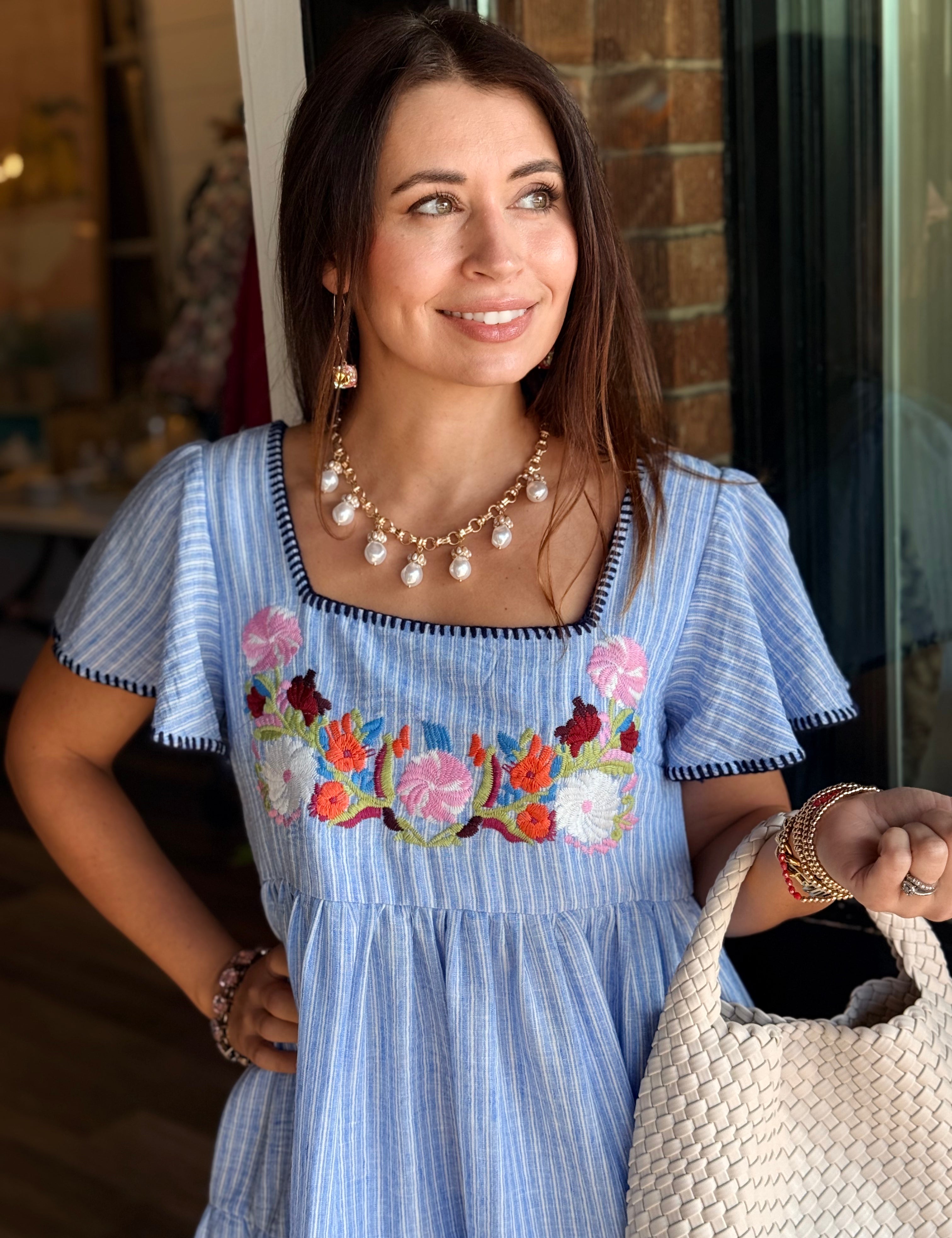 Maisie Embroidered Mini Dress