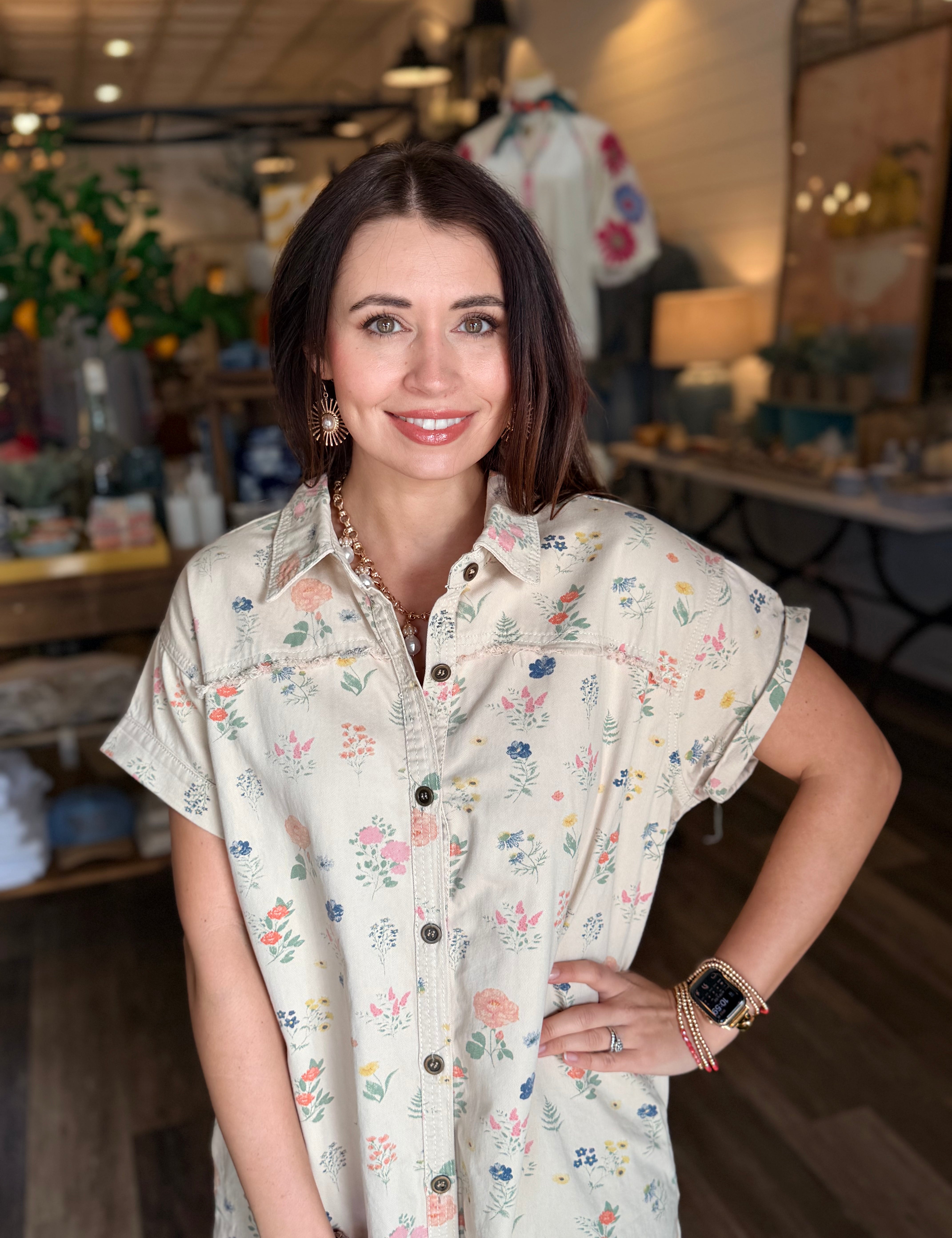 Kate Floral Denim Shirt Dress