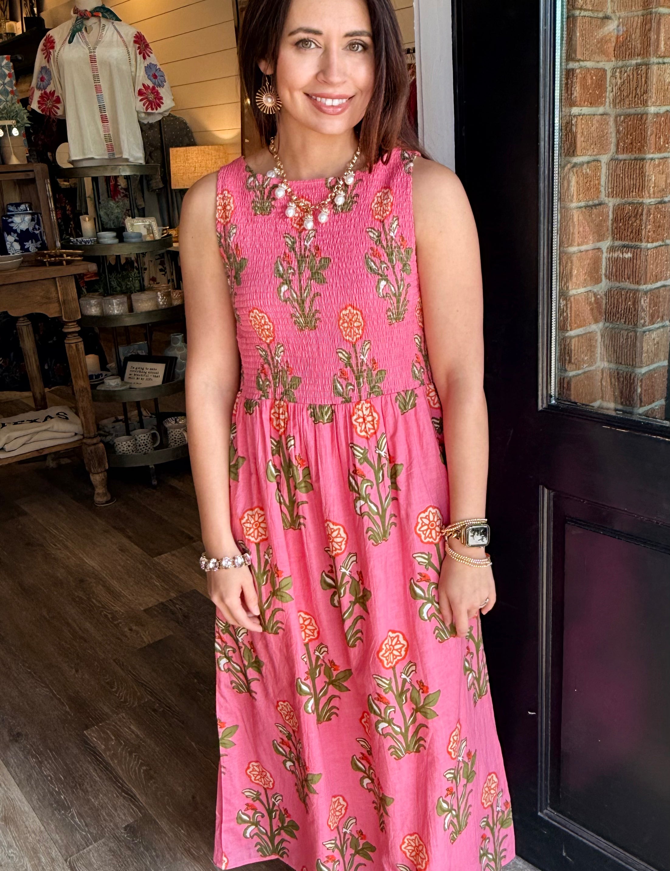 Carina Smocked Midi Dress