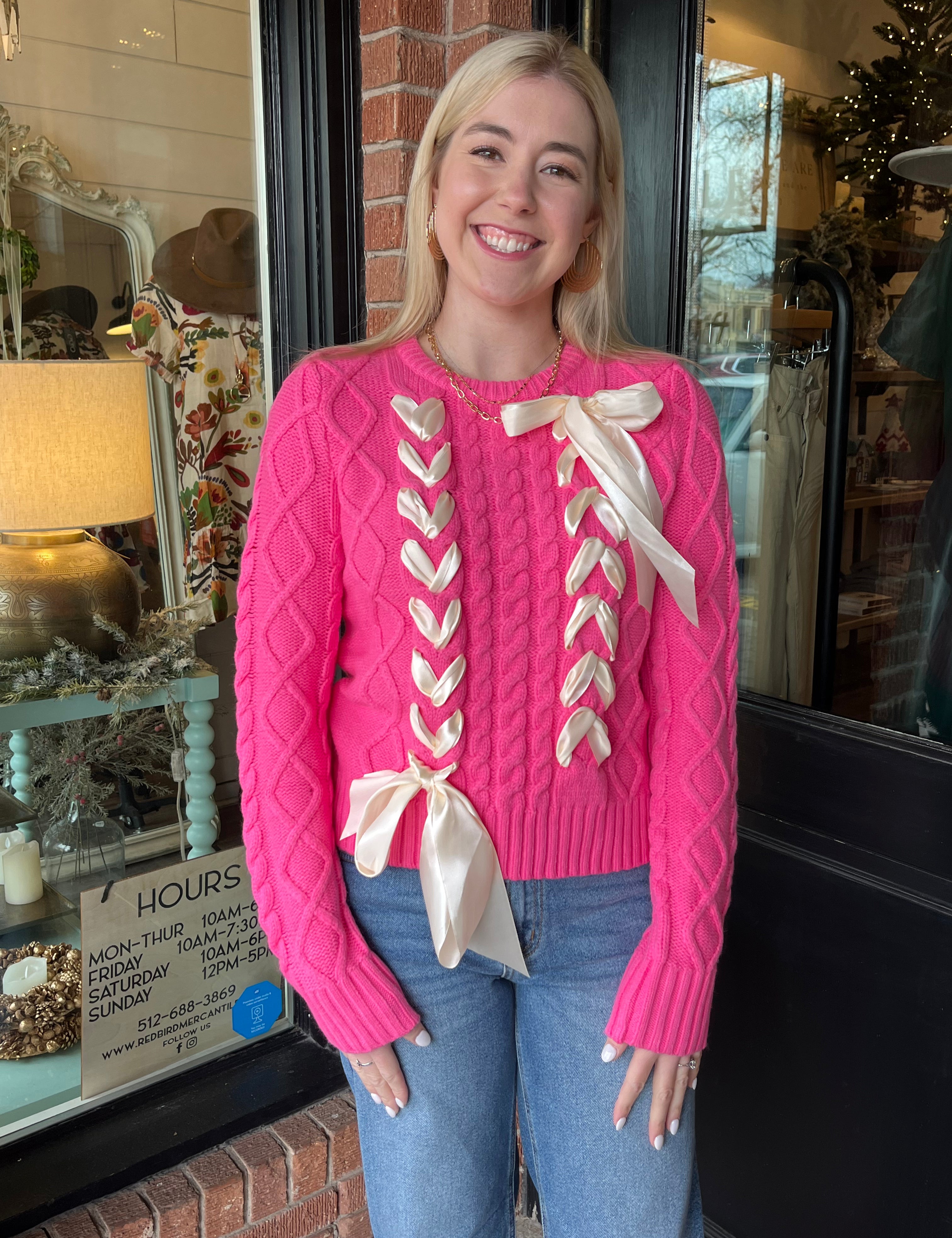 Sheila Pink Ribbon Sweater