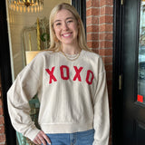 XOXO Cropped Thermal Sweatshirt