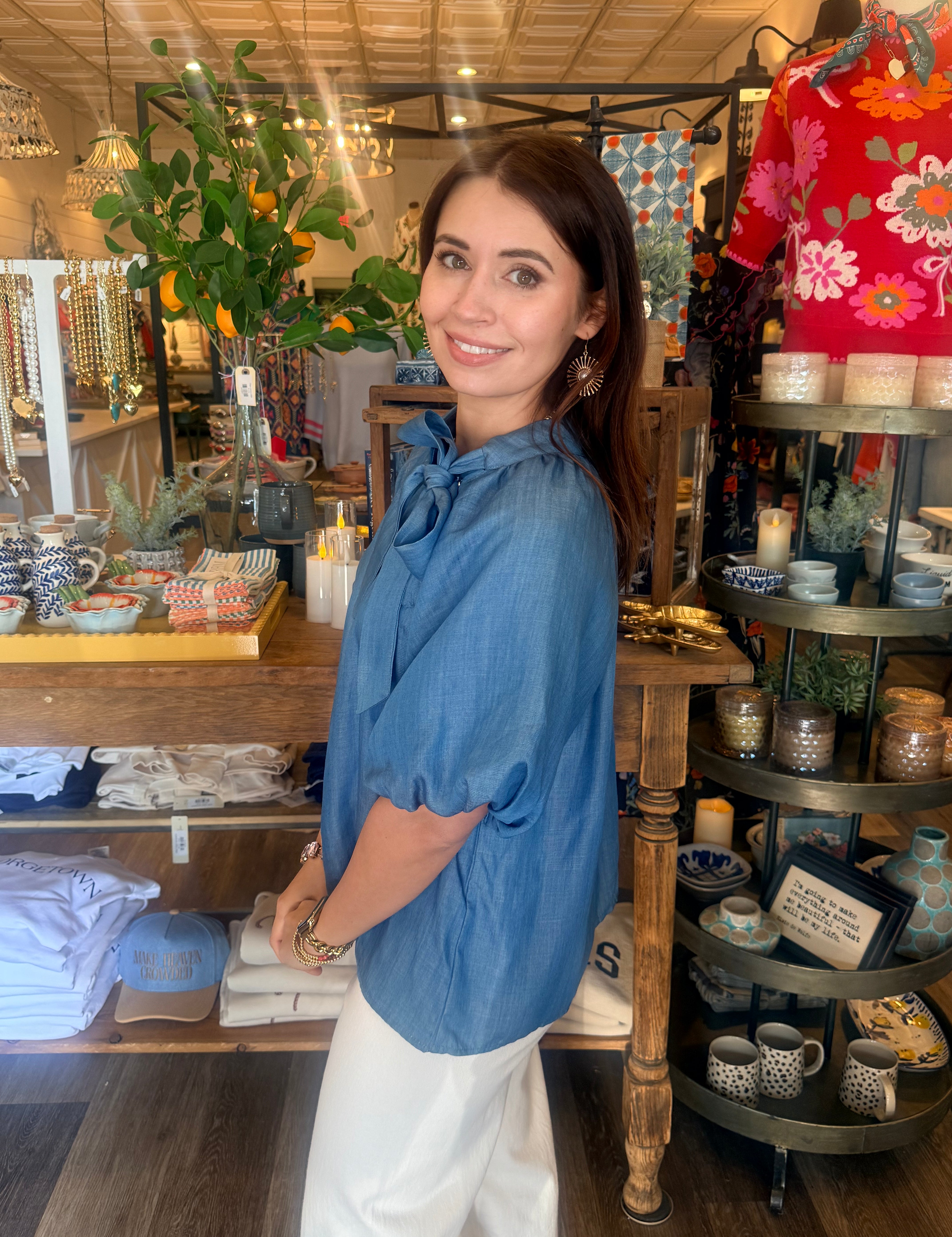 Megan Tie Collar Top