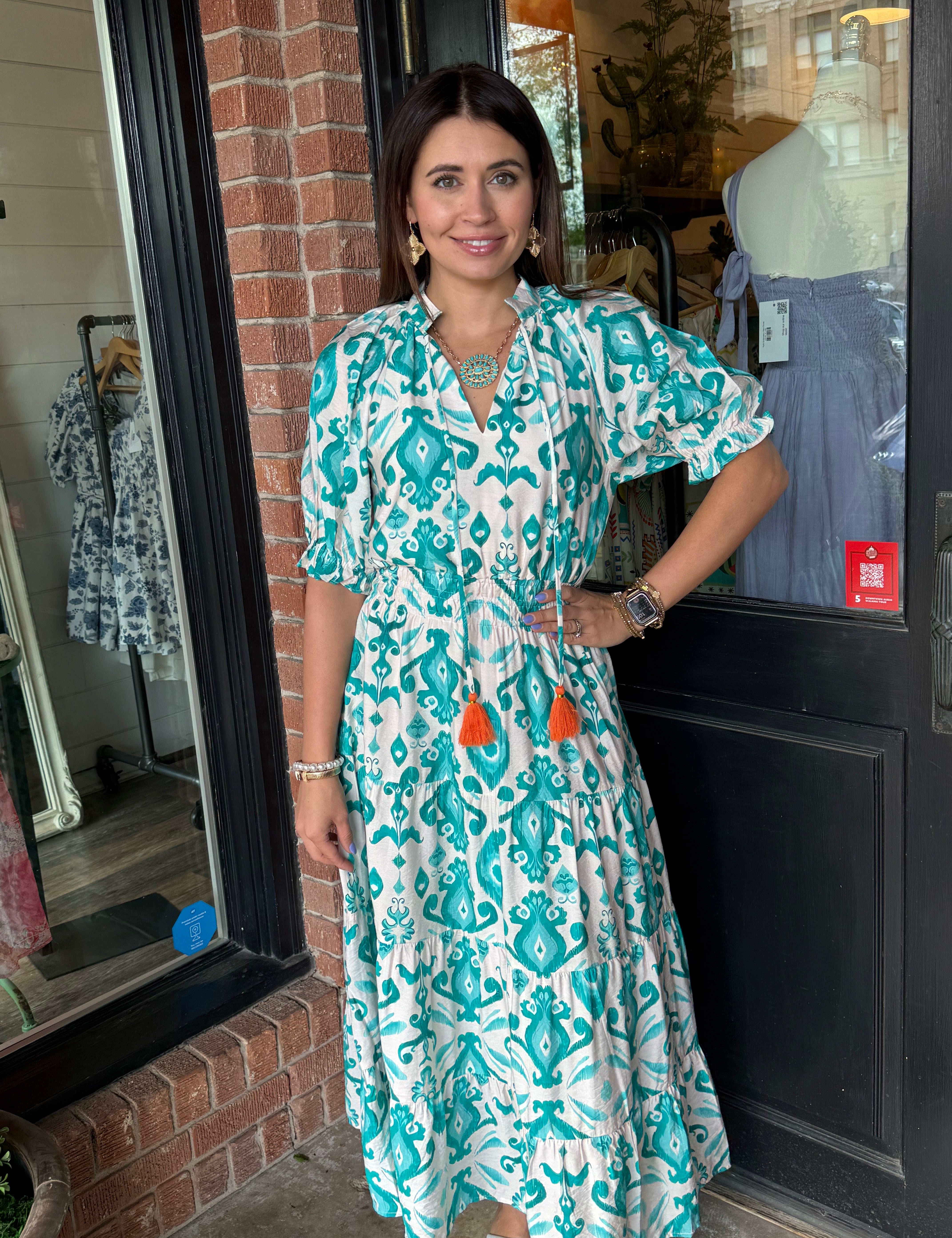 Piper Tassel Tie Print Maxi Dress