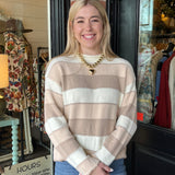 Piper Striped Beige Sweater