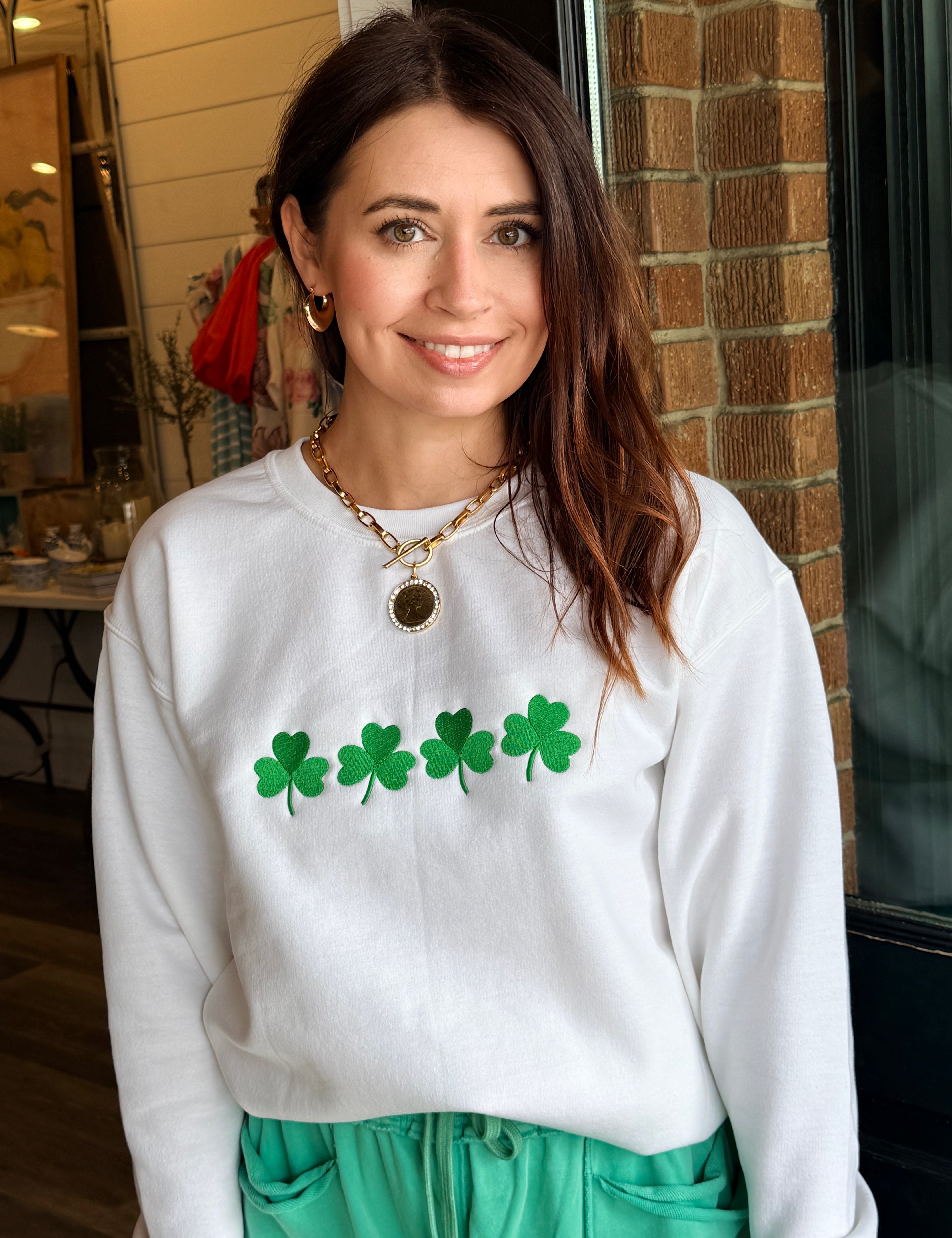 Four Clovers Embroidered Sweatshirt