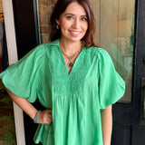 Jenny Smocked V-Neck Top