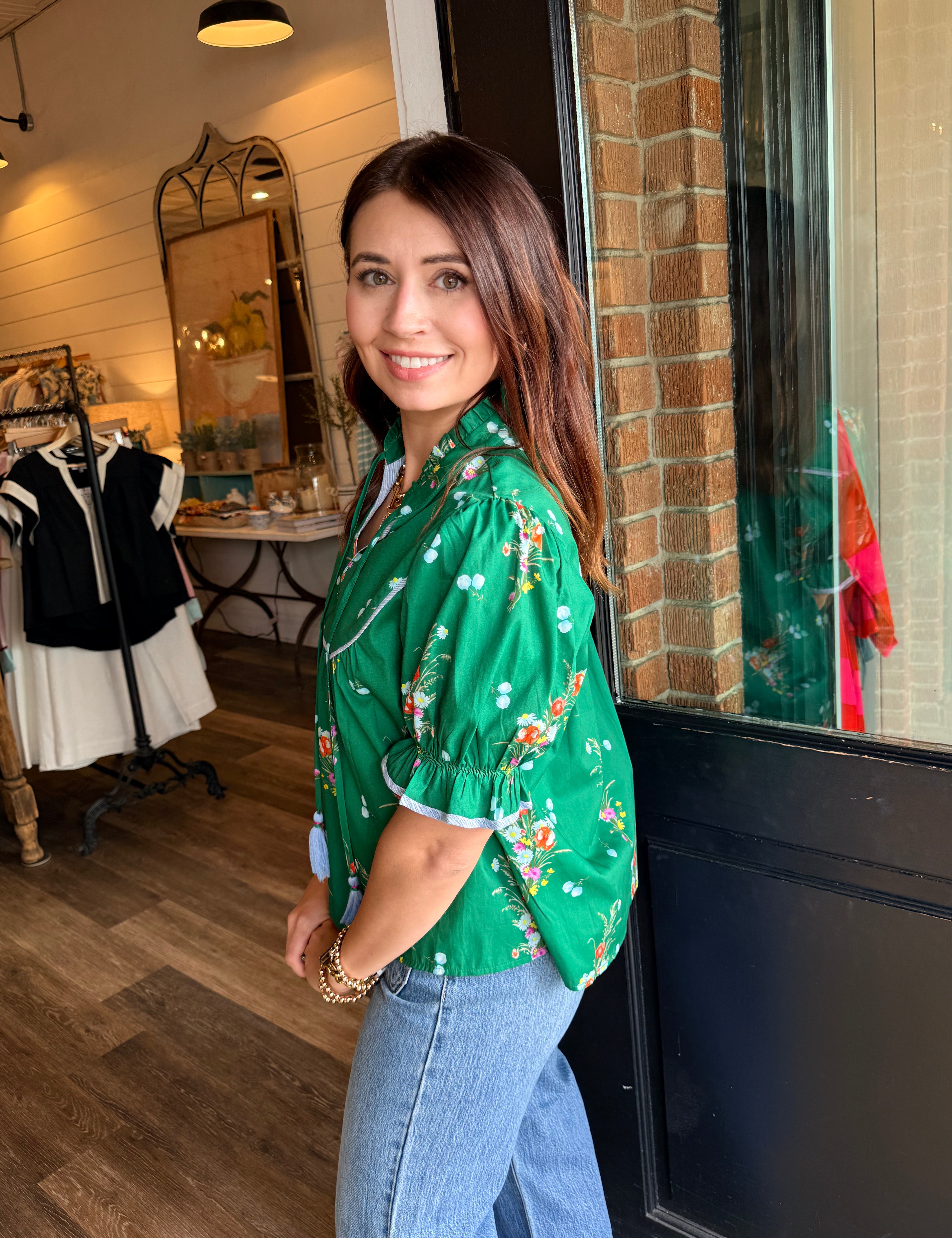Jordan Green Floral Top