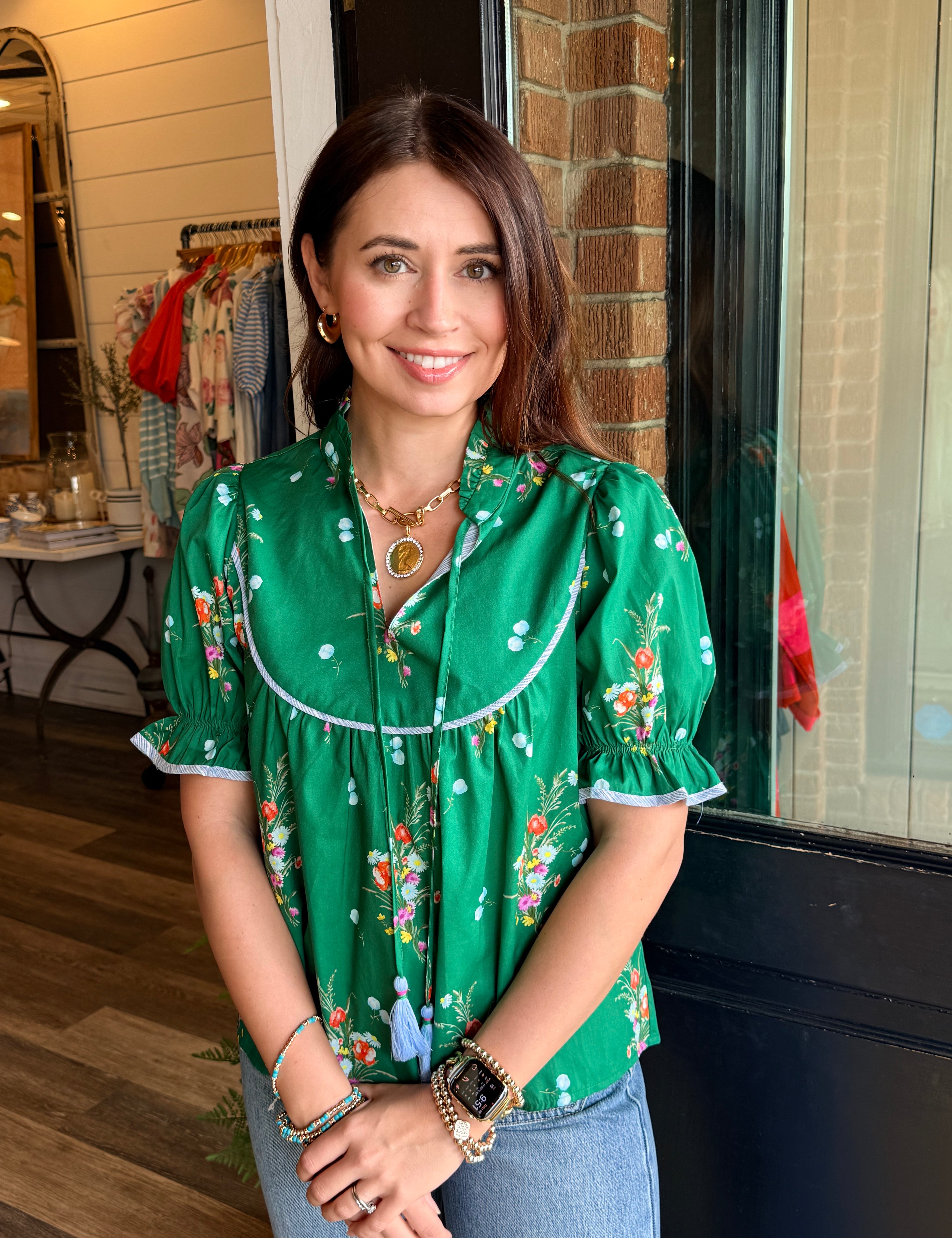 Jordan Green Floral Top