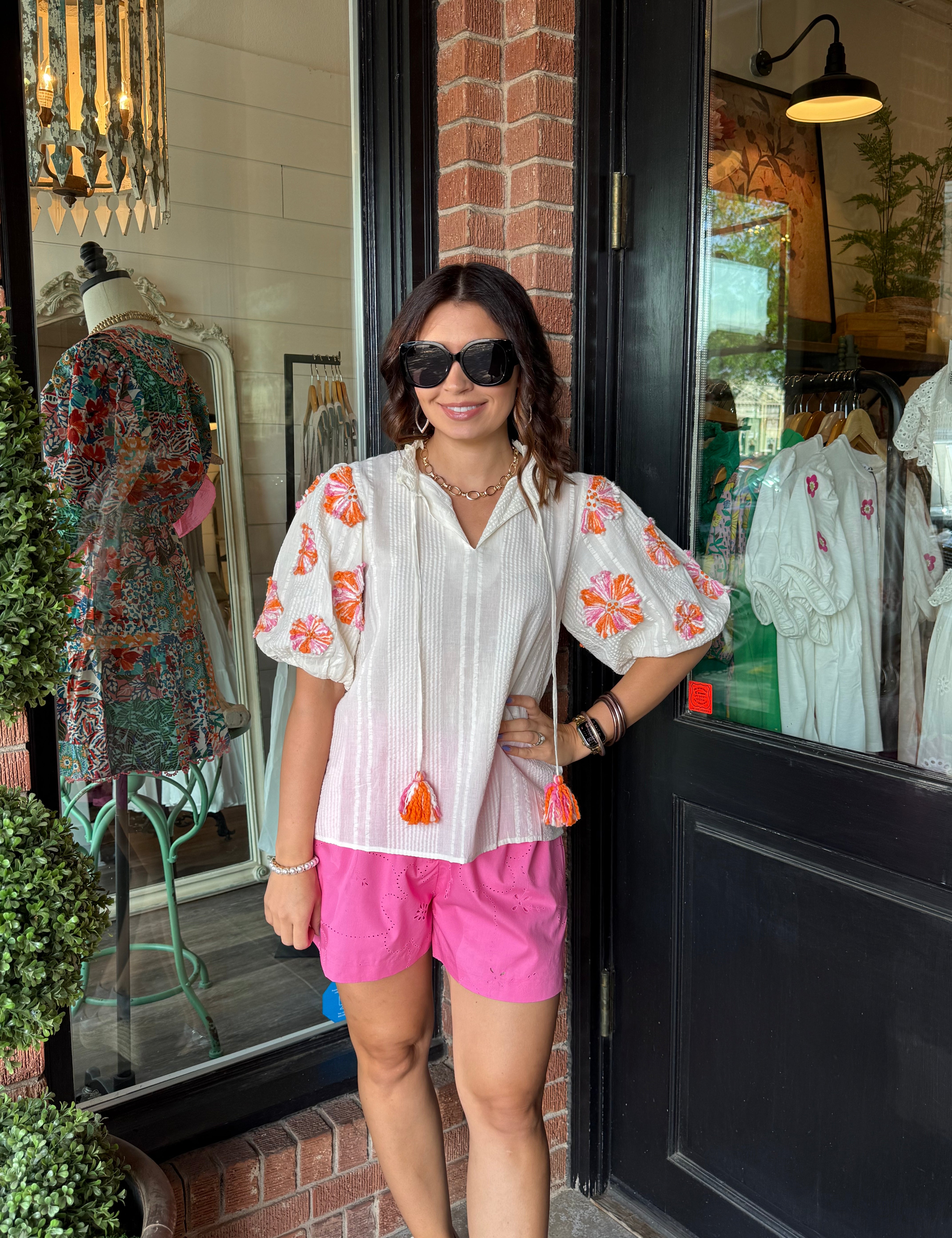 Gabriella Hand Embroidered Sleeve Top