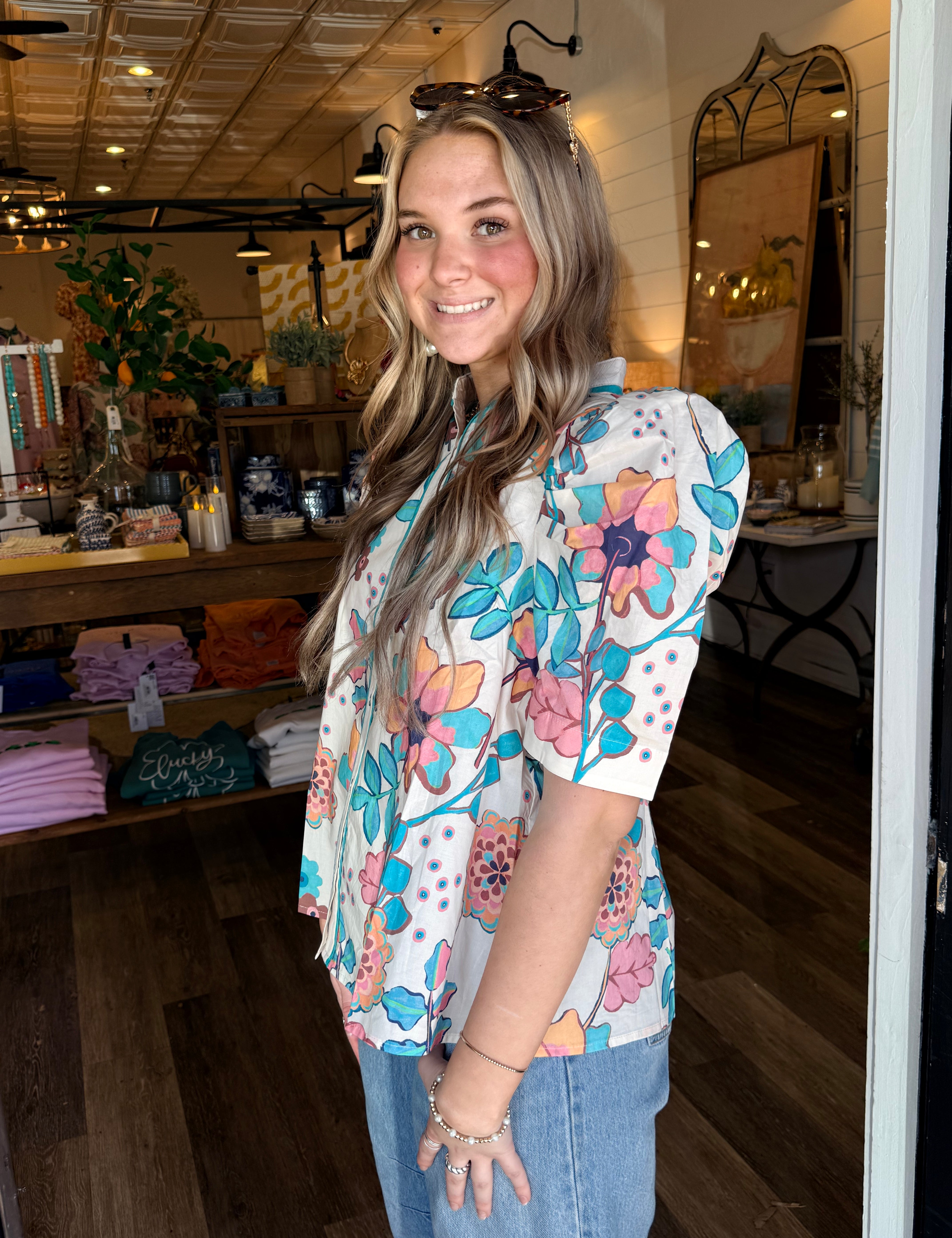 Nina Floral Button Down