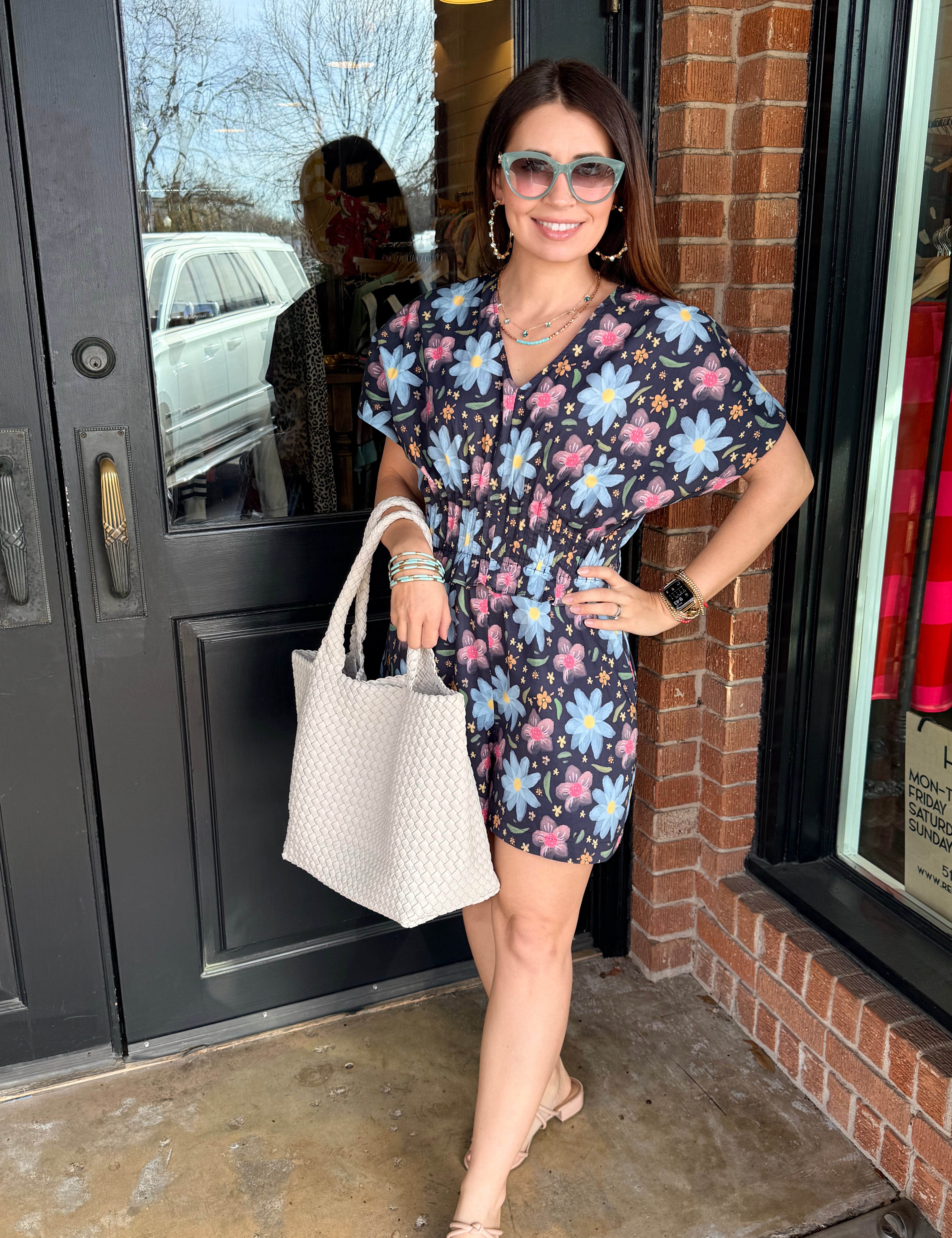 Nicole Navy Floral Romper