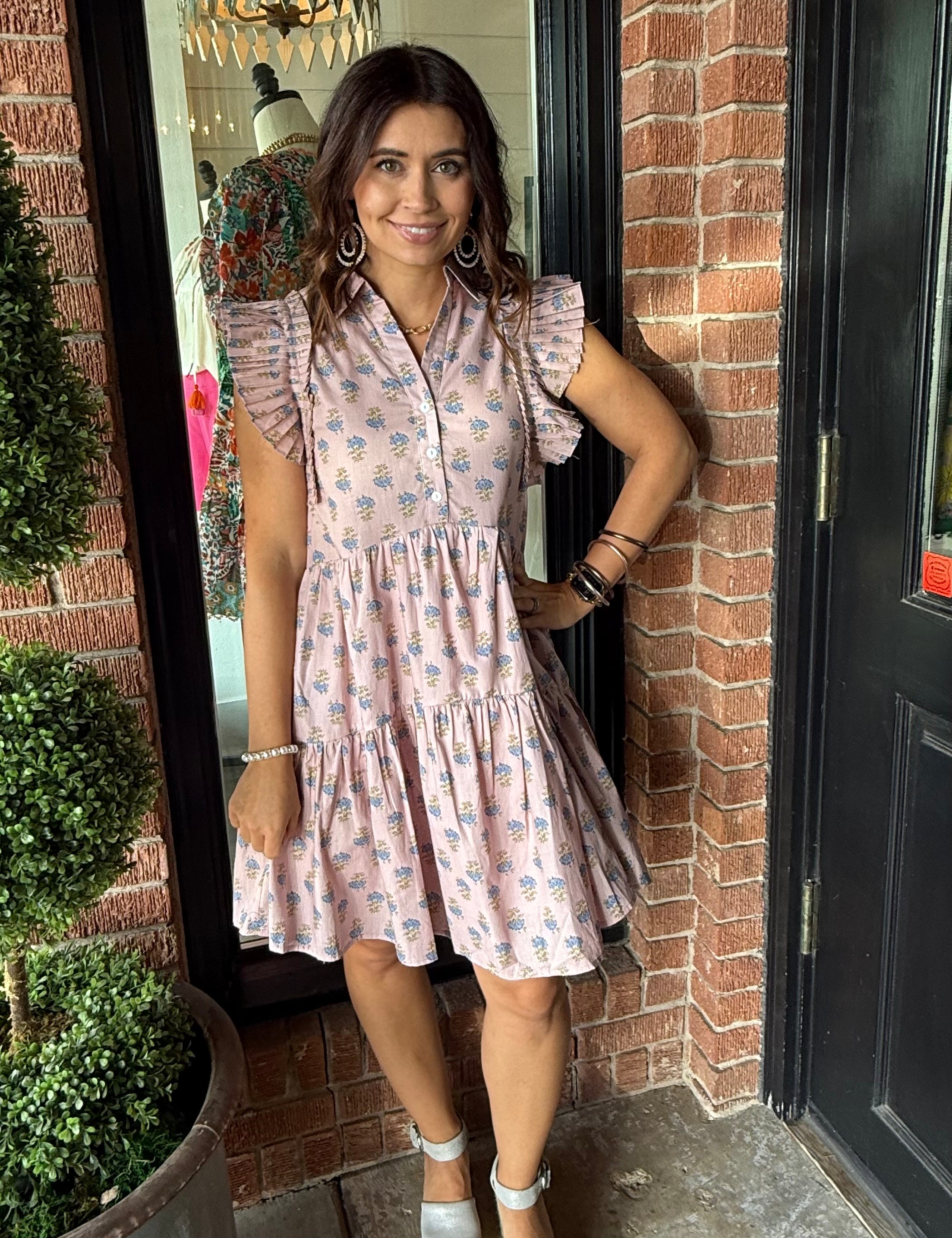 Hailey Floral Print Tiered Mini Dress