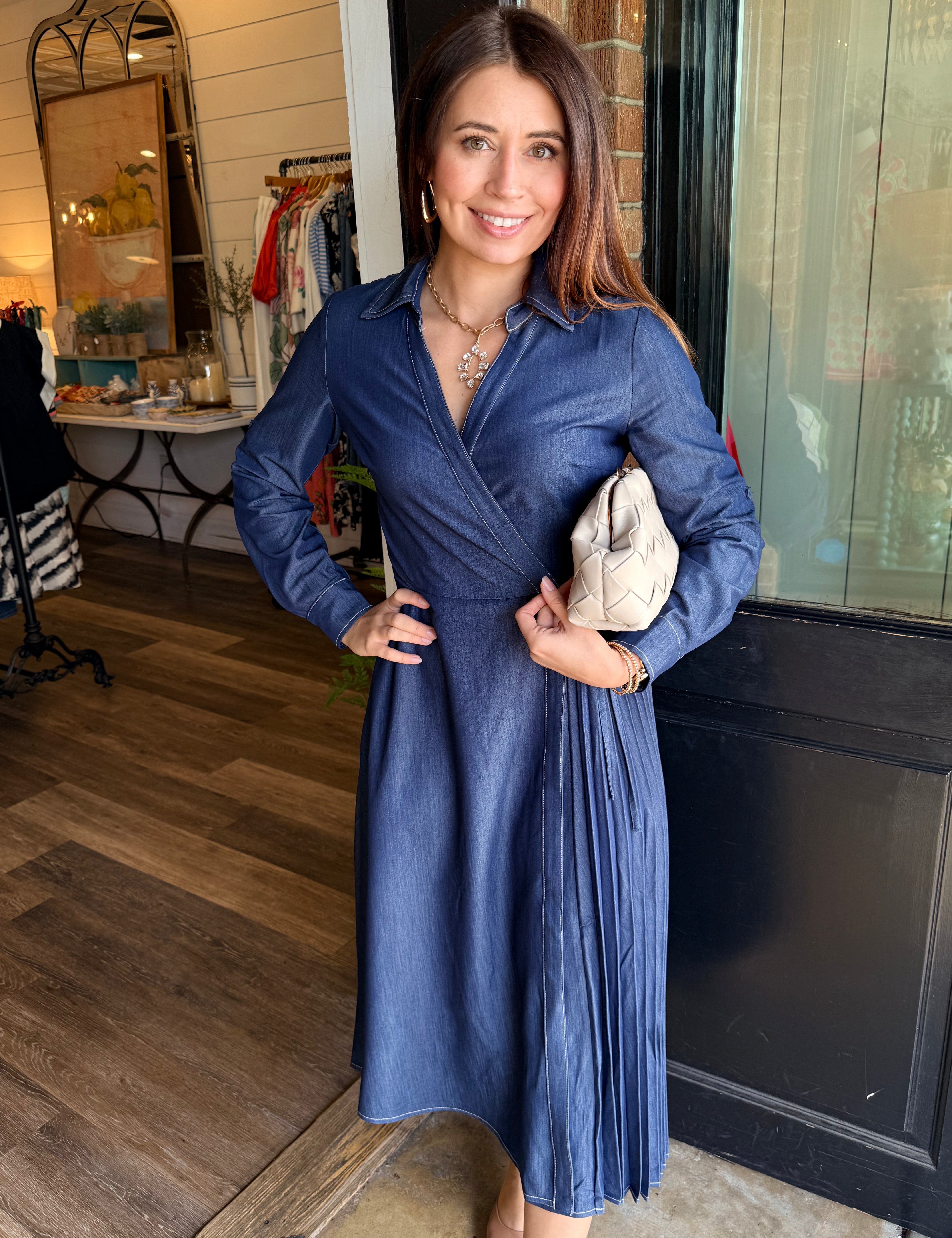 blue denim wrap dress Denim Wrap Midi Dress Blue | Day Dresses