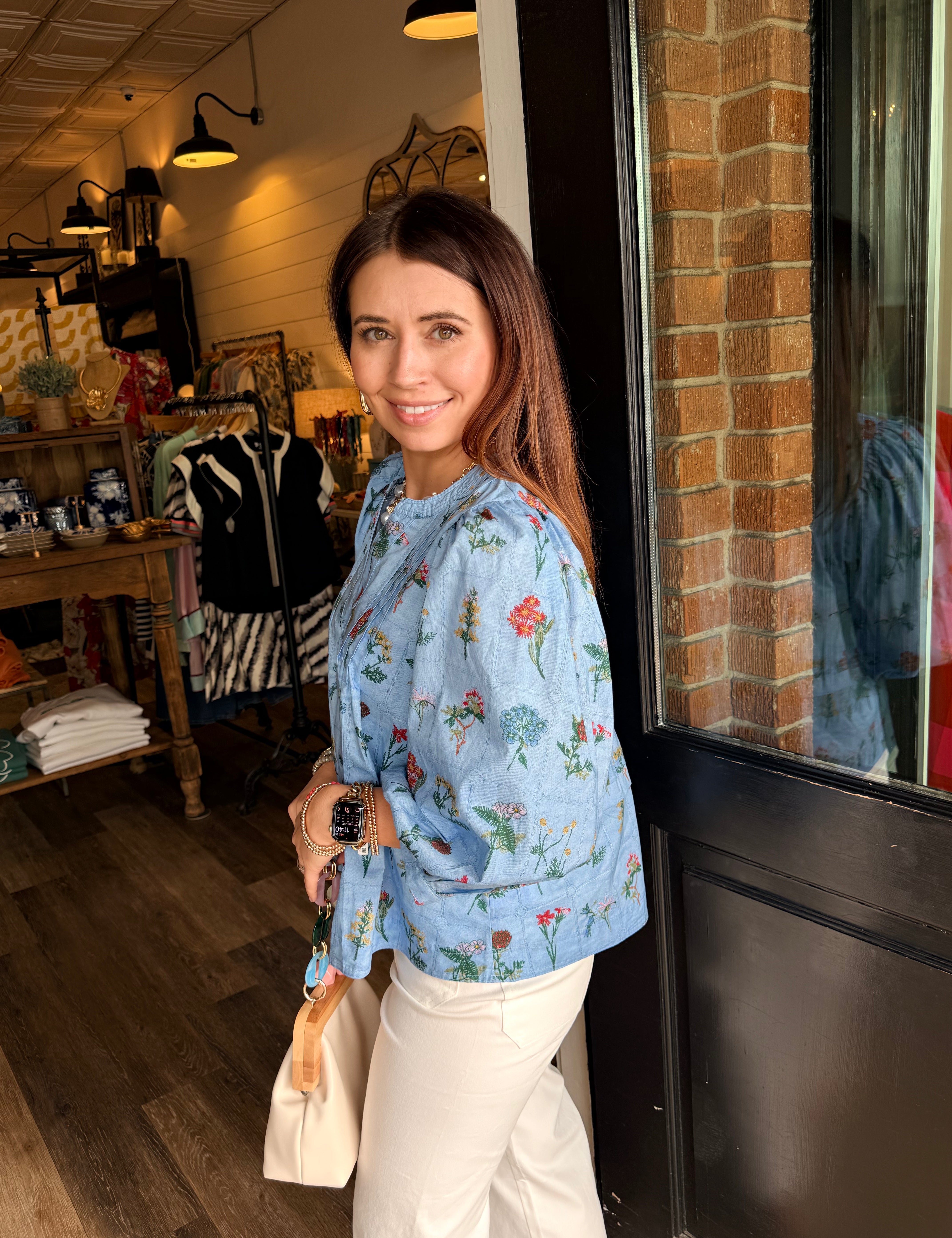 Jenny Chambray Floral Top