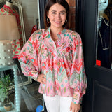 Laurel Button Berry  Blouse