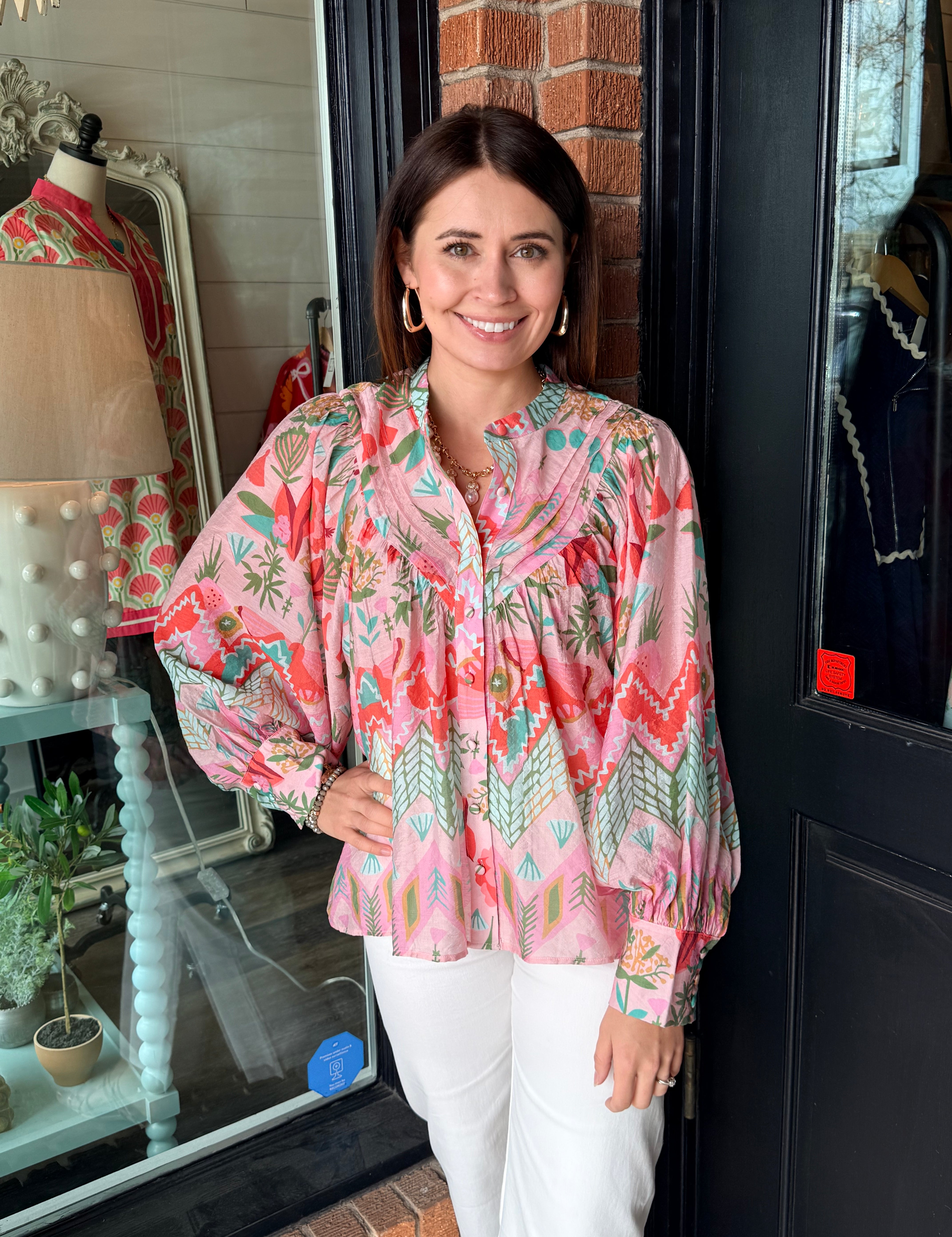 Laurel Button Berry  Blouse