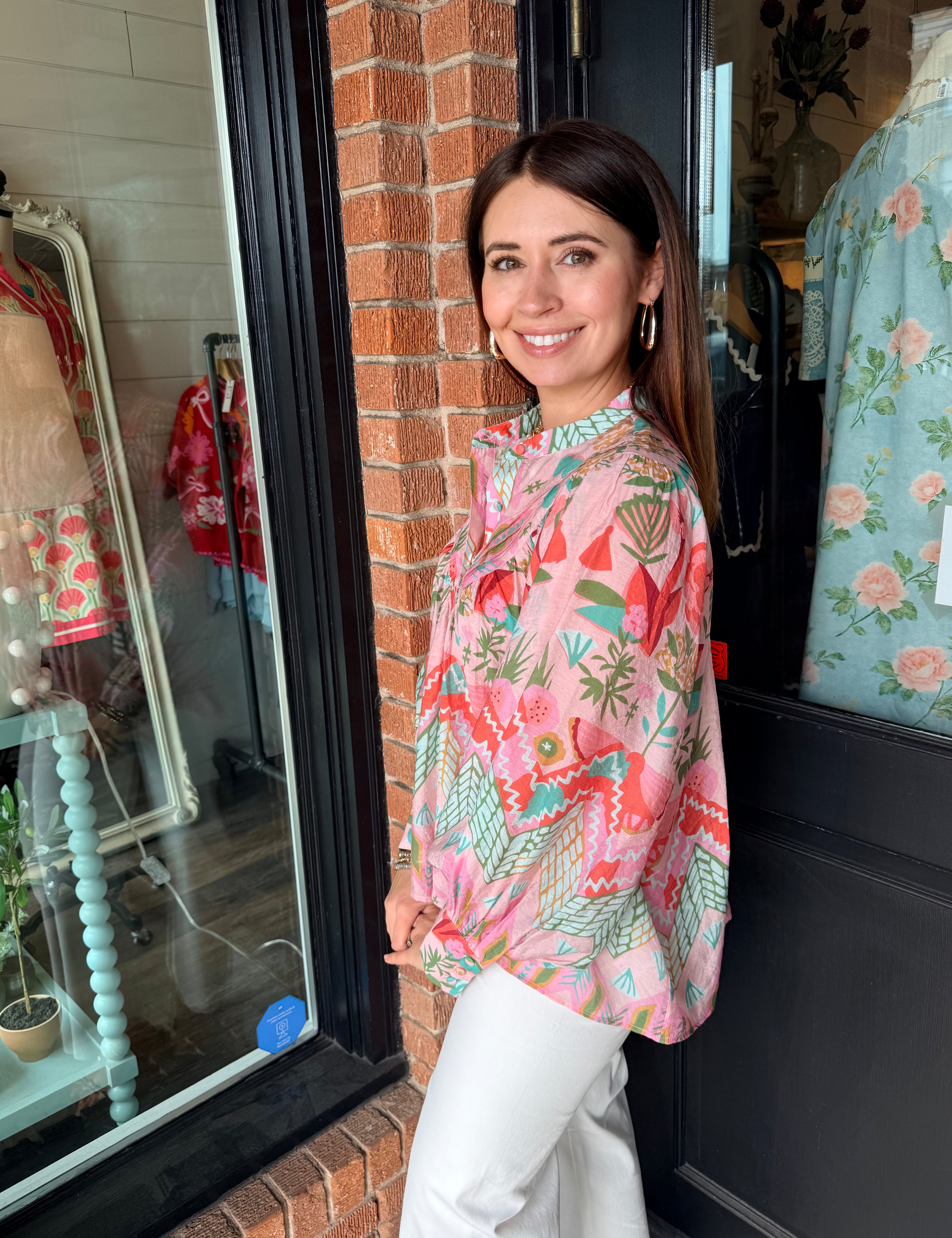 Laurel Button Berry  Blouse