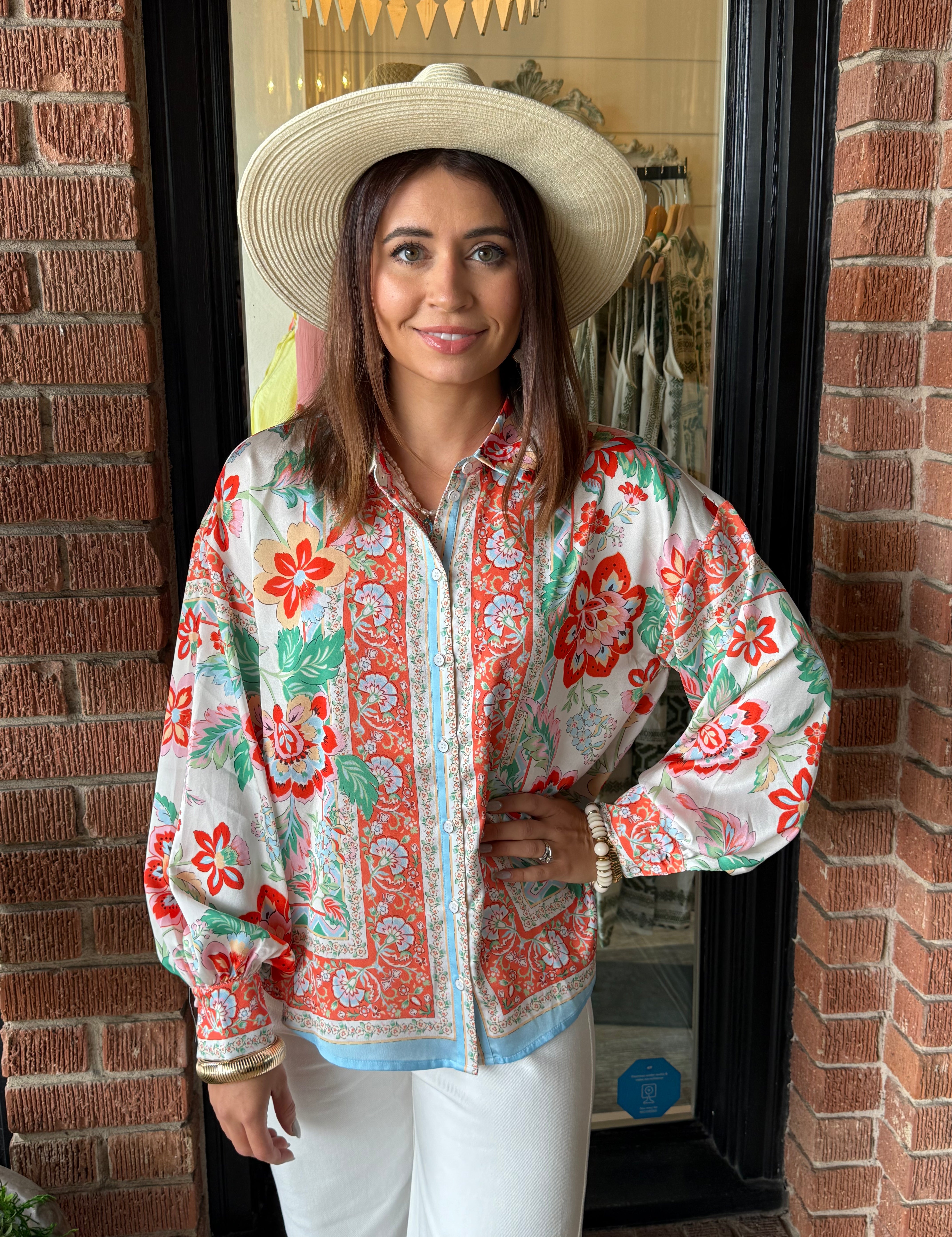 Toni Scarf Print Top
