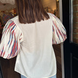 Sophia Embroidered V-Neck Top