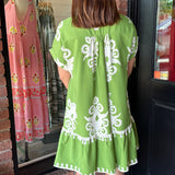 Leah Bold Print V-Neck Mini Dress