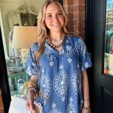 Abigal Printed V-Neck Dress