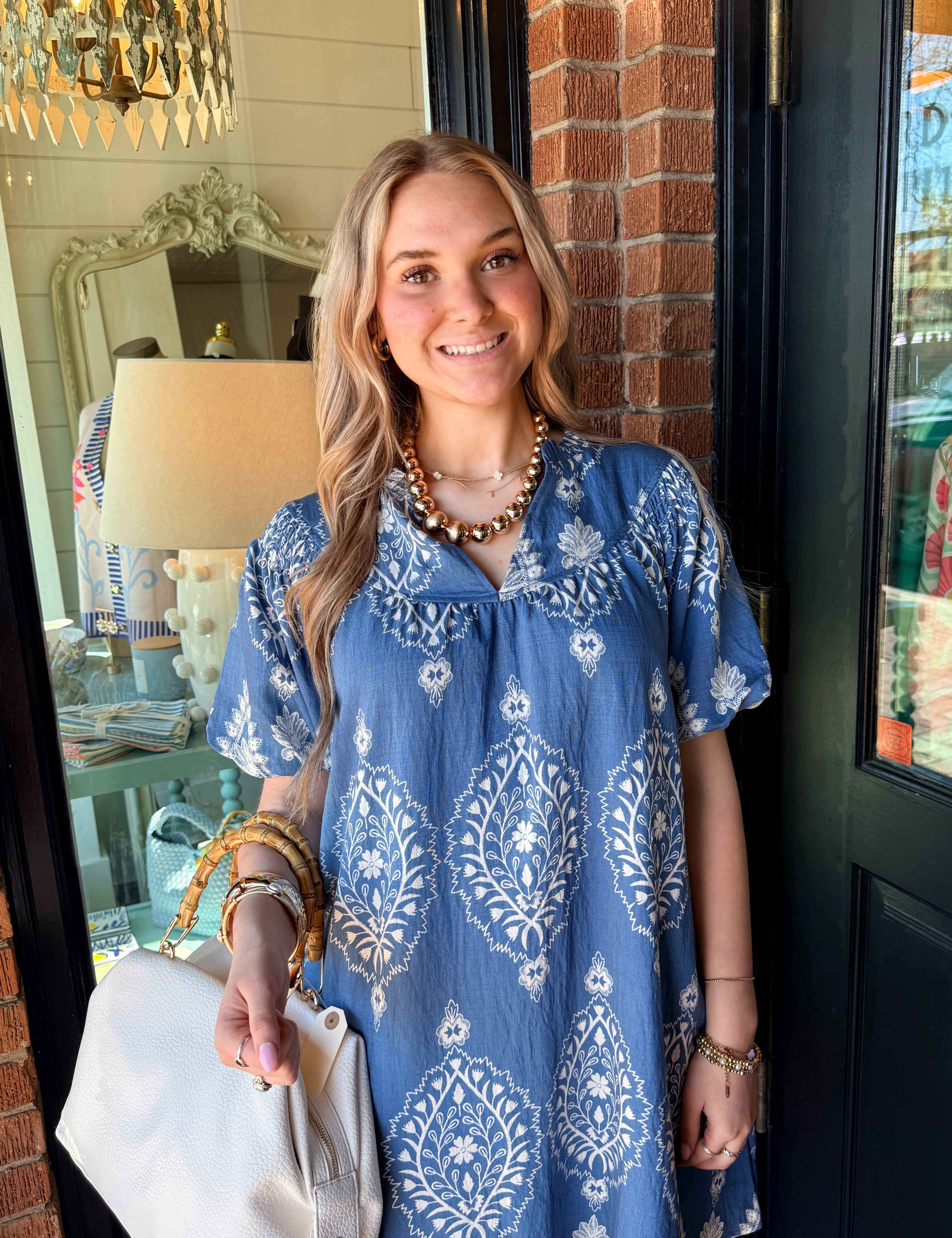 Abigal Printed V-Neck Dress