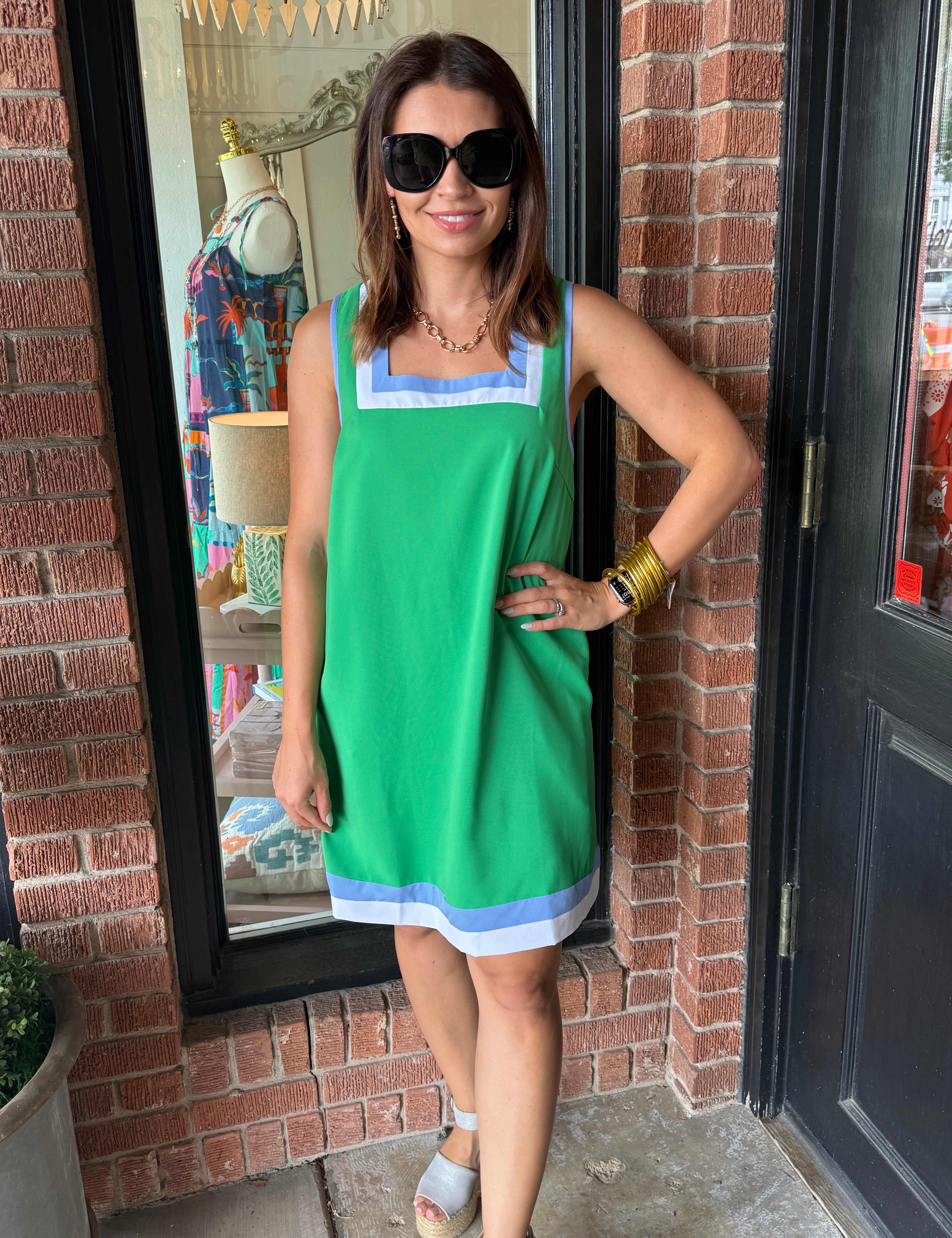 Jade Solid Square Neck Dress