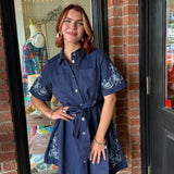 Margot Embroidered Shirt Dress