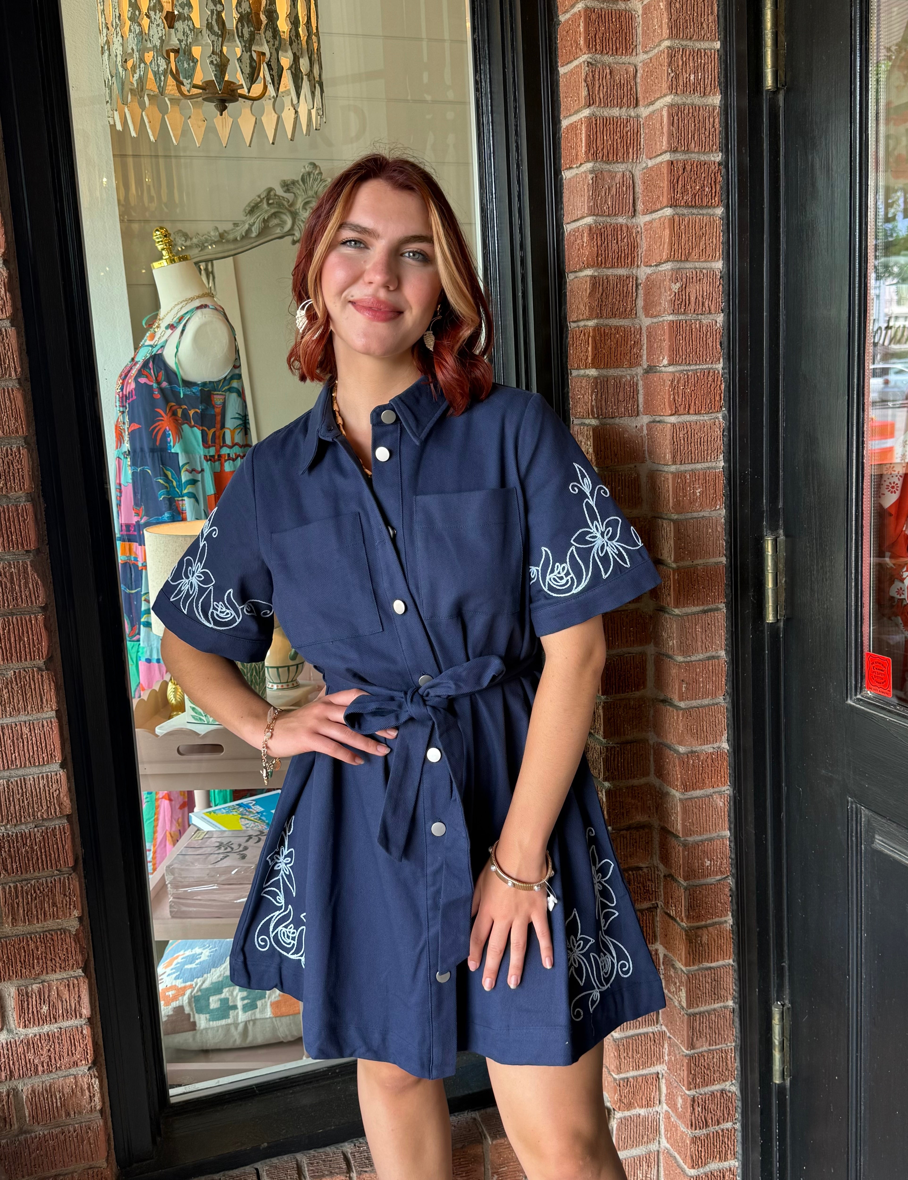 Margot Embroidered Shirt Dress