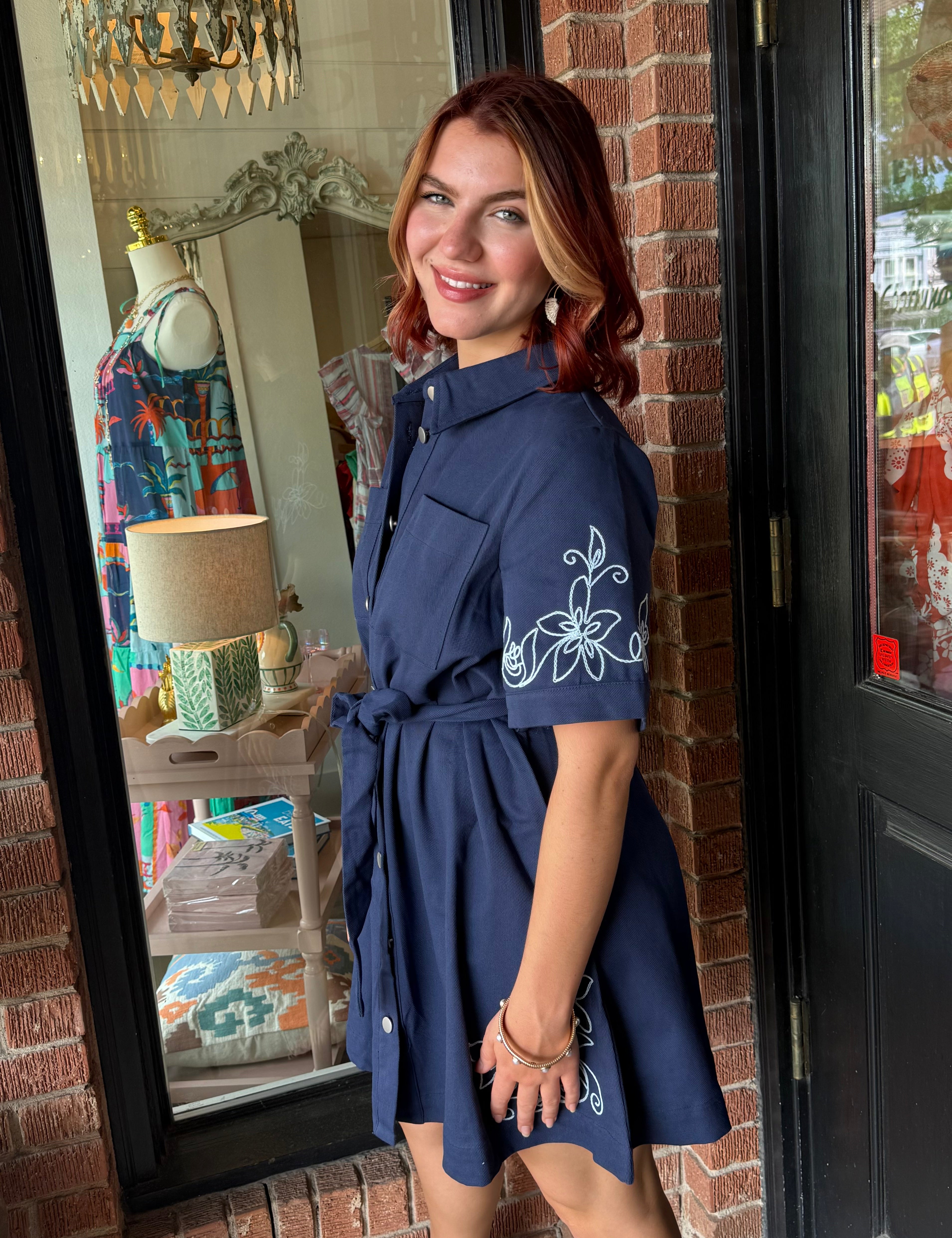 Margot Embroidered Shirt Dress