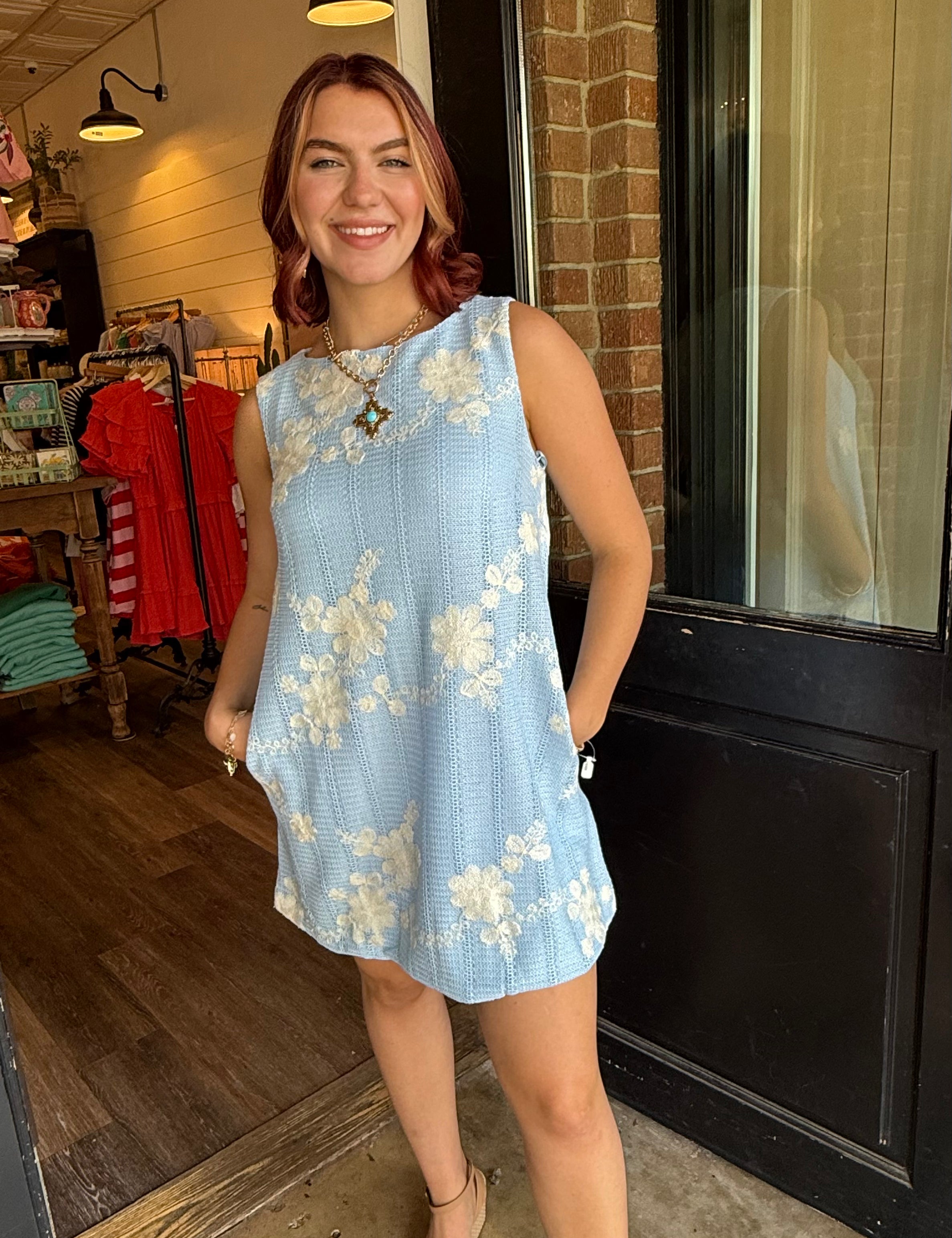 Isabel Floral Embroidered Shift Dress