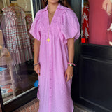 Margaret Textured Puff Sleeve Midi Dress
